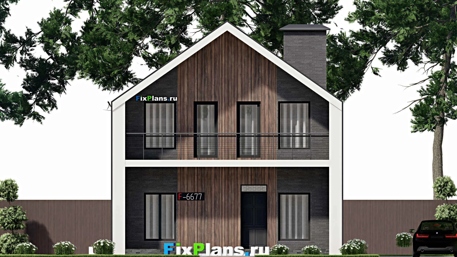 F-6677 - Проект дома с мансардой 9 на 15, площадью 160 м² с террасой, балконом, вторым светом и 1 спальнями