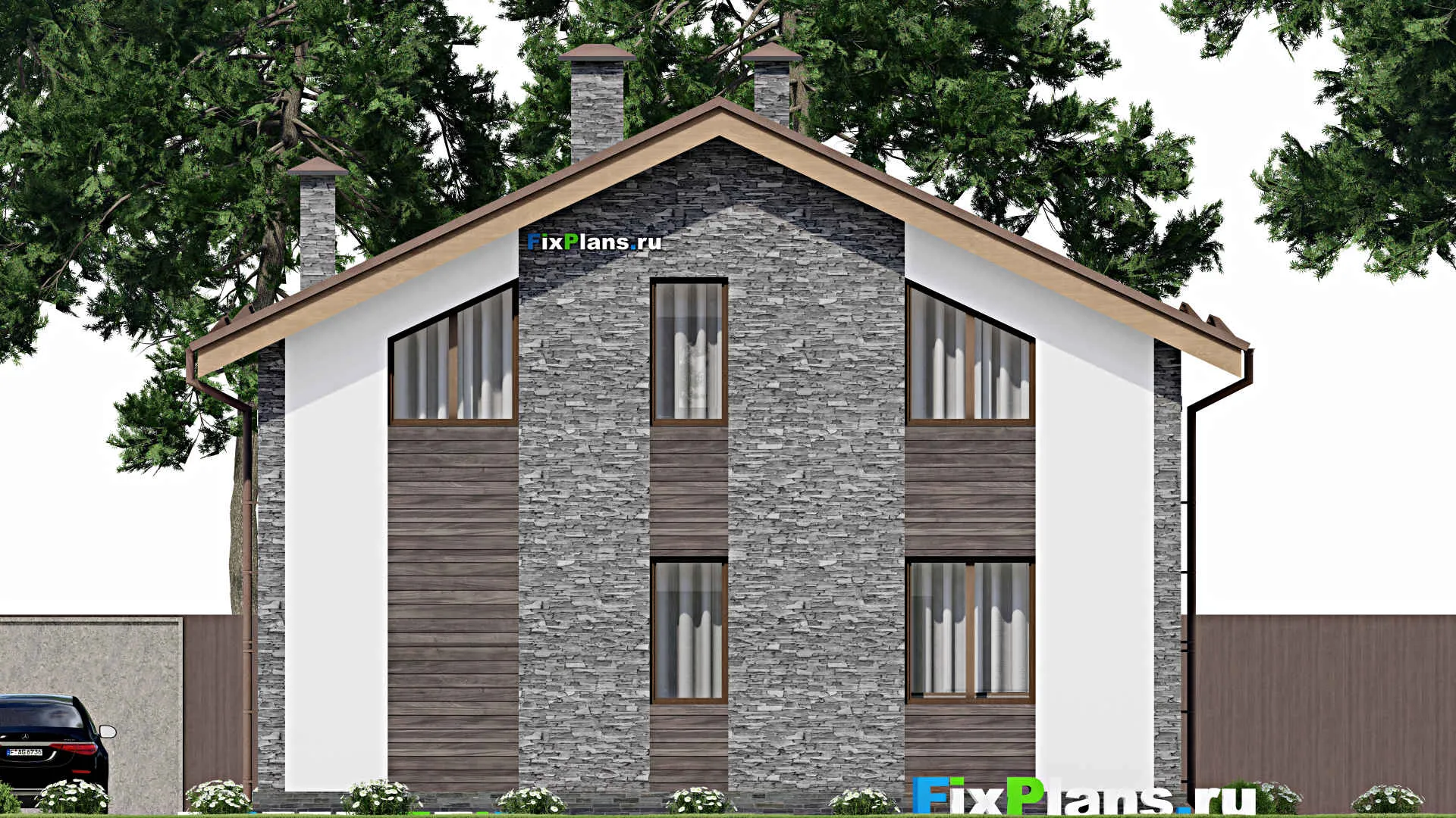 F-11069 - Проект дома с мансардой 11 на 13, площадью 200 м² с 4 спальнями