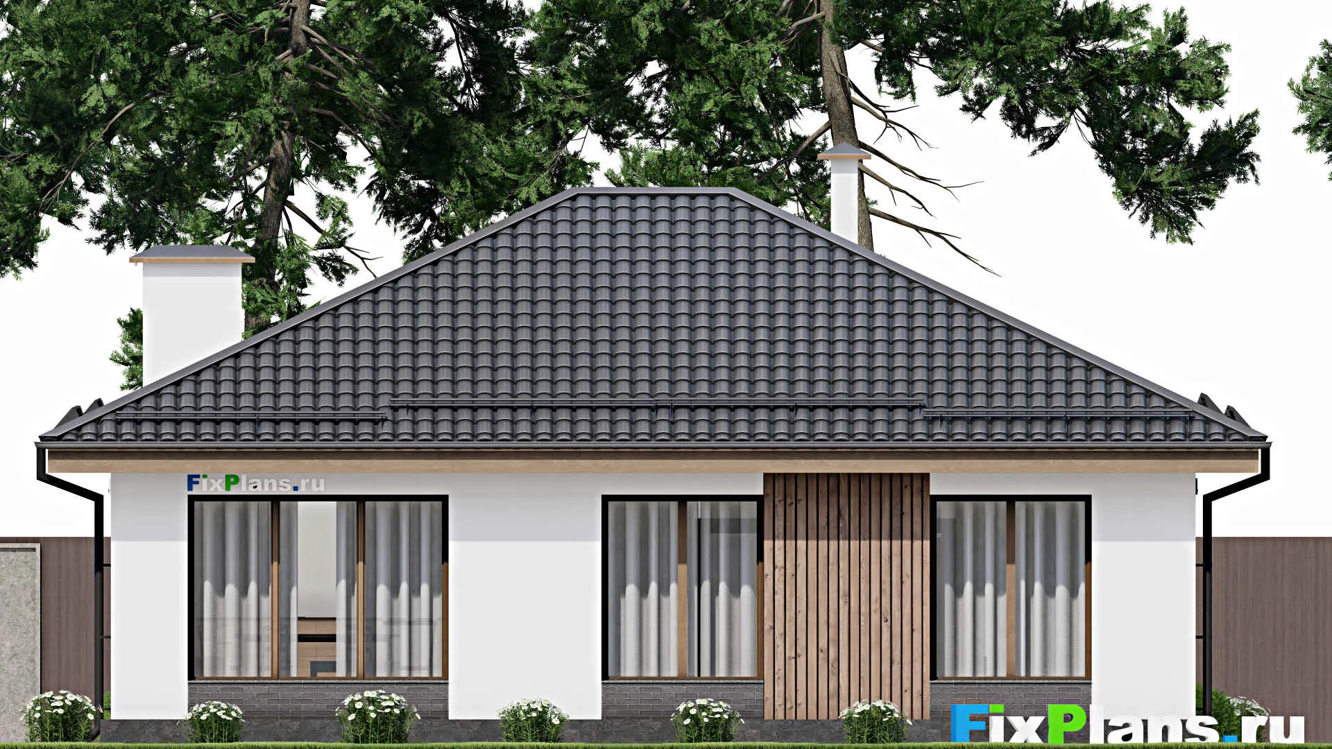 F-10871 - Проект одноэтажного дома 11 на 13, площадью 110 м² с 3 спальнями