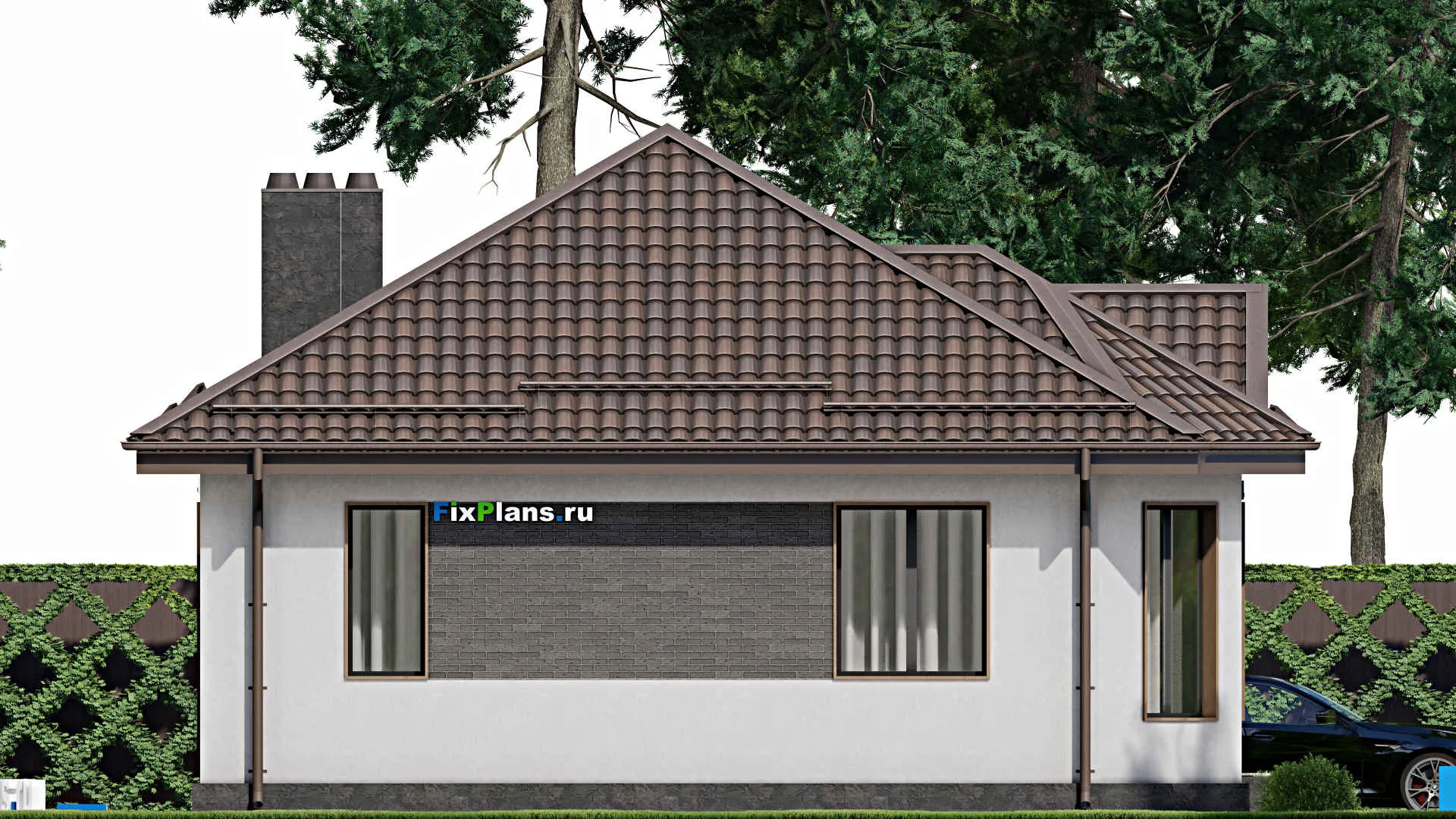 F-7361 - Проект одноэтажного дома 10 на 12, площадью 90 м² с 3 спальнями