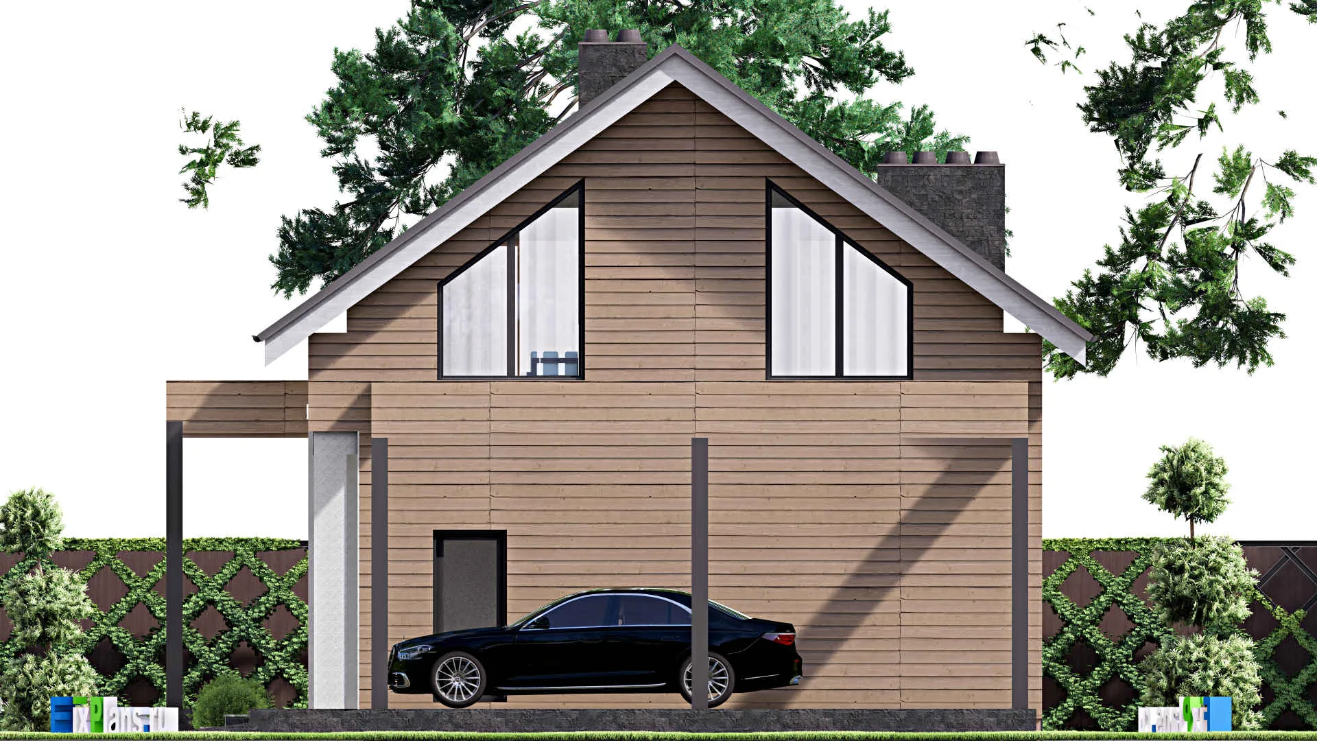 F-16172 - Планы дома с мансардой 11 на 19, площадью 220 м² с террасой и 3 спальнями