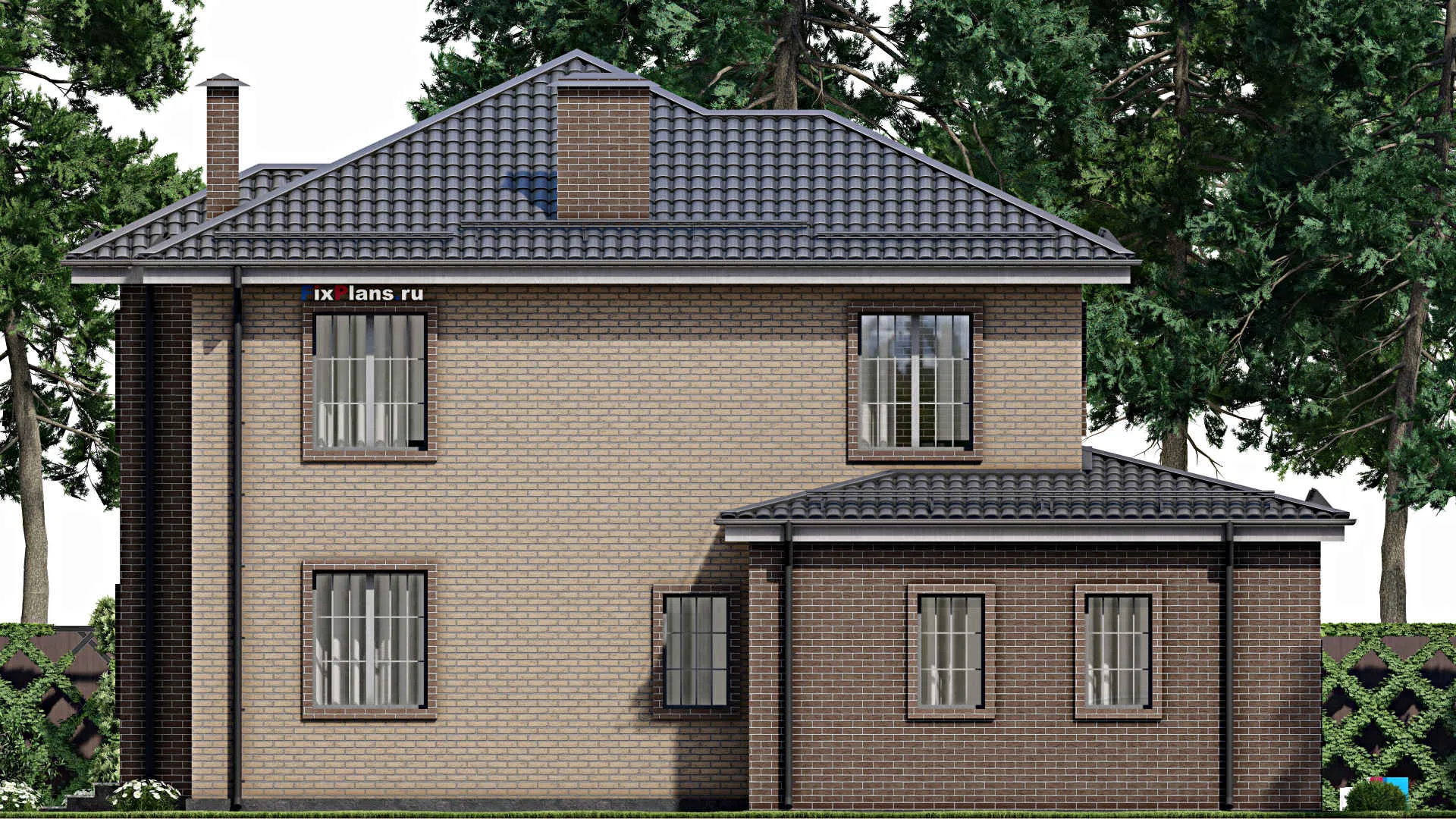 F-4481 - Проект двухэтажного дома 16 на 17, площадью 240 м² с балконом, гаражом на 2 машины и 3 спальнями