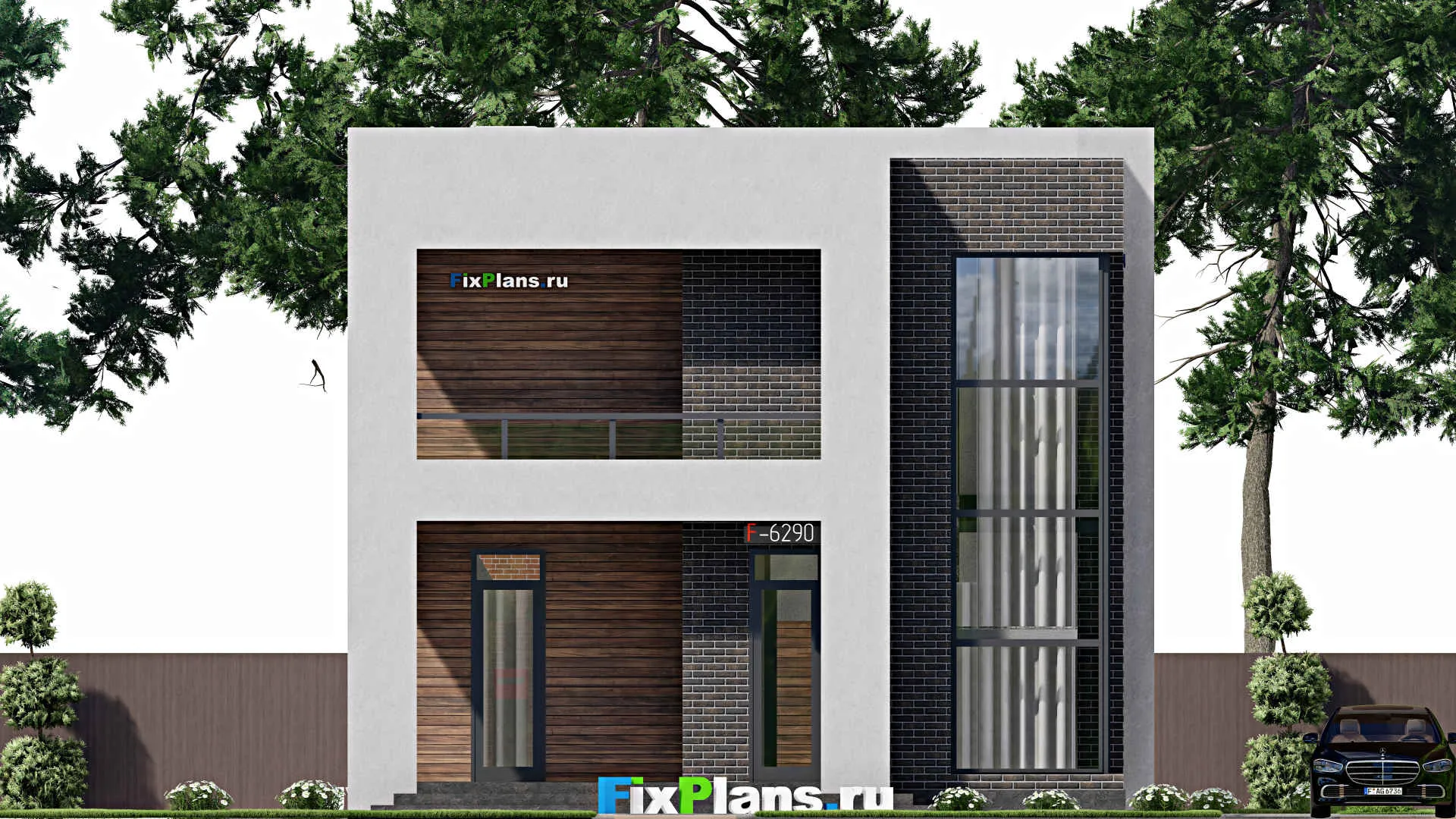 F-6290 - Проект двухэтажного дома 11 на 16, площадью 230 м² с террасой, балконом и 3 спальнями