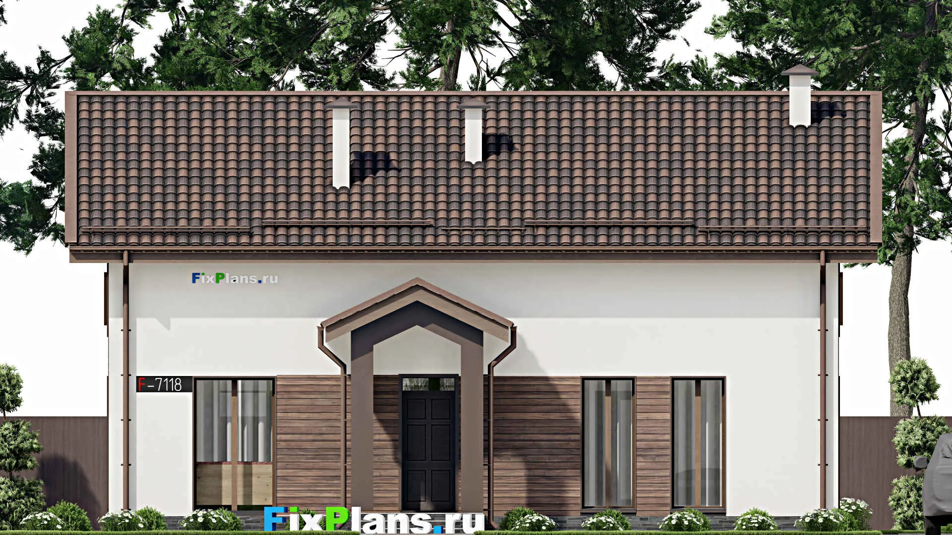 F-7118 - Планы дома с мансардой 13 на 15, площадью 240 м² с террасой и 5 спальнями