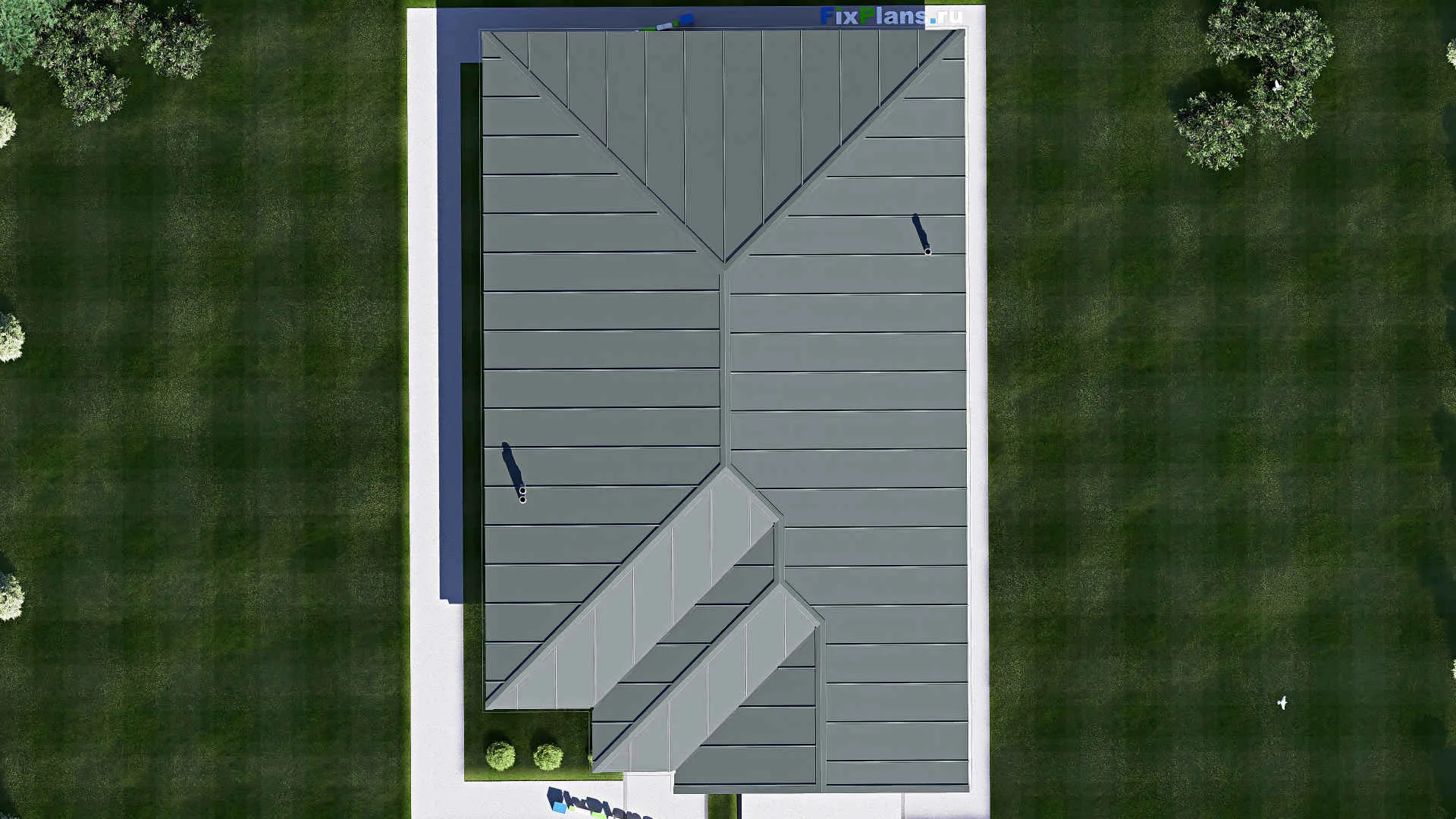 F-20213 - Проект одноэтажного дома 12 на 21, площадью 200 м² с террасой, гаражом на 2 машины и 3 спальнями