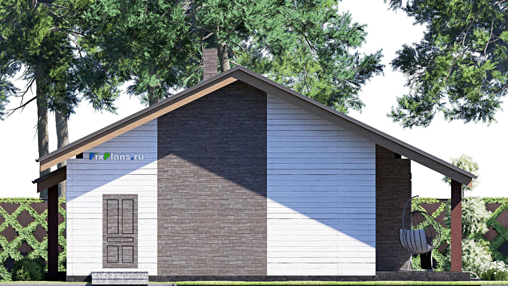 F-18035 - План одноэтажного дома 12 на 17, площадью 140 м² с террасой и 3 спальнями