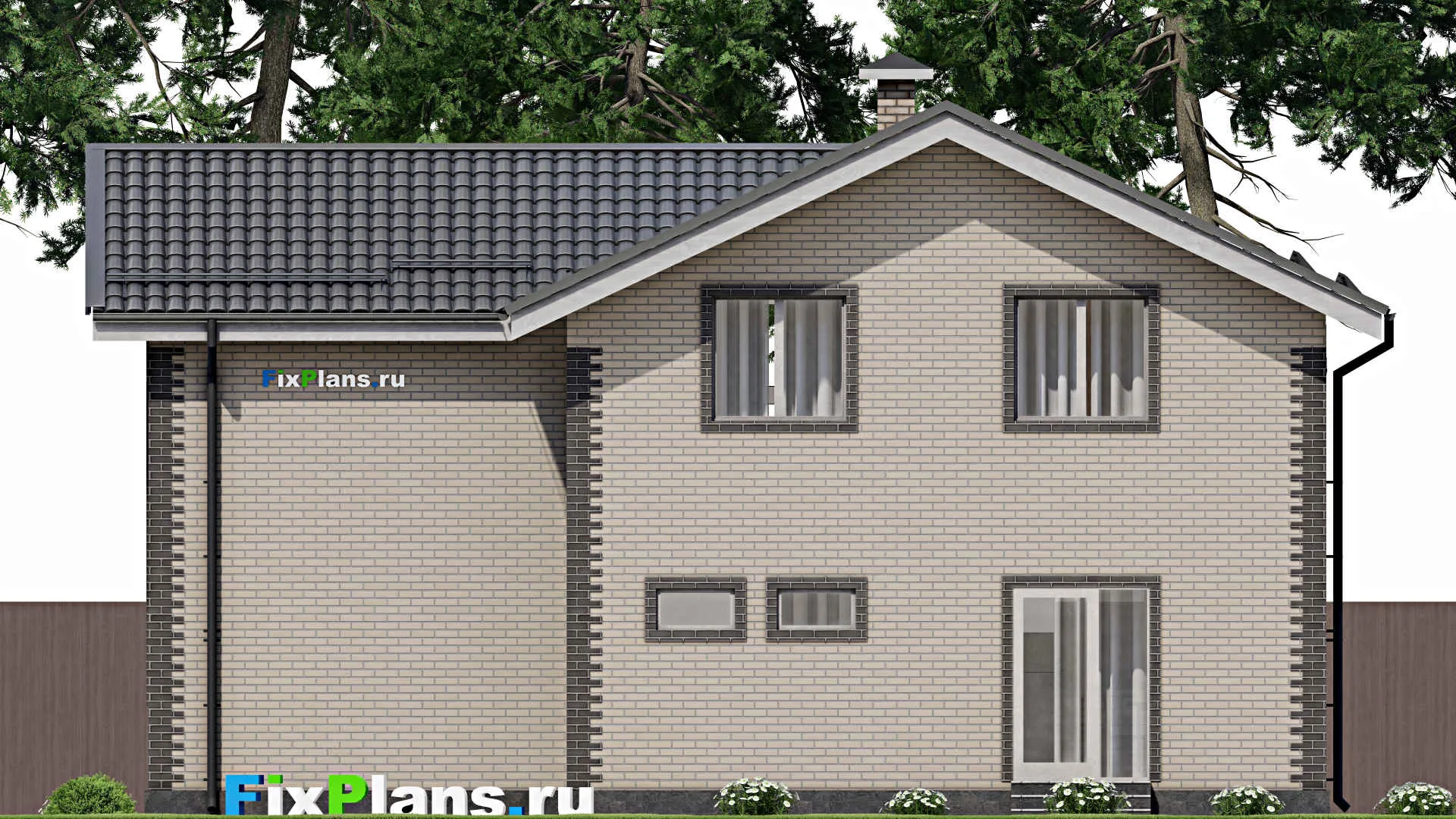 F-3167 - Планы дома с мансардой 11 на 13, площадью 200 м² с террасой и 4 спальнями