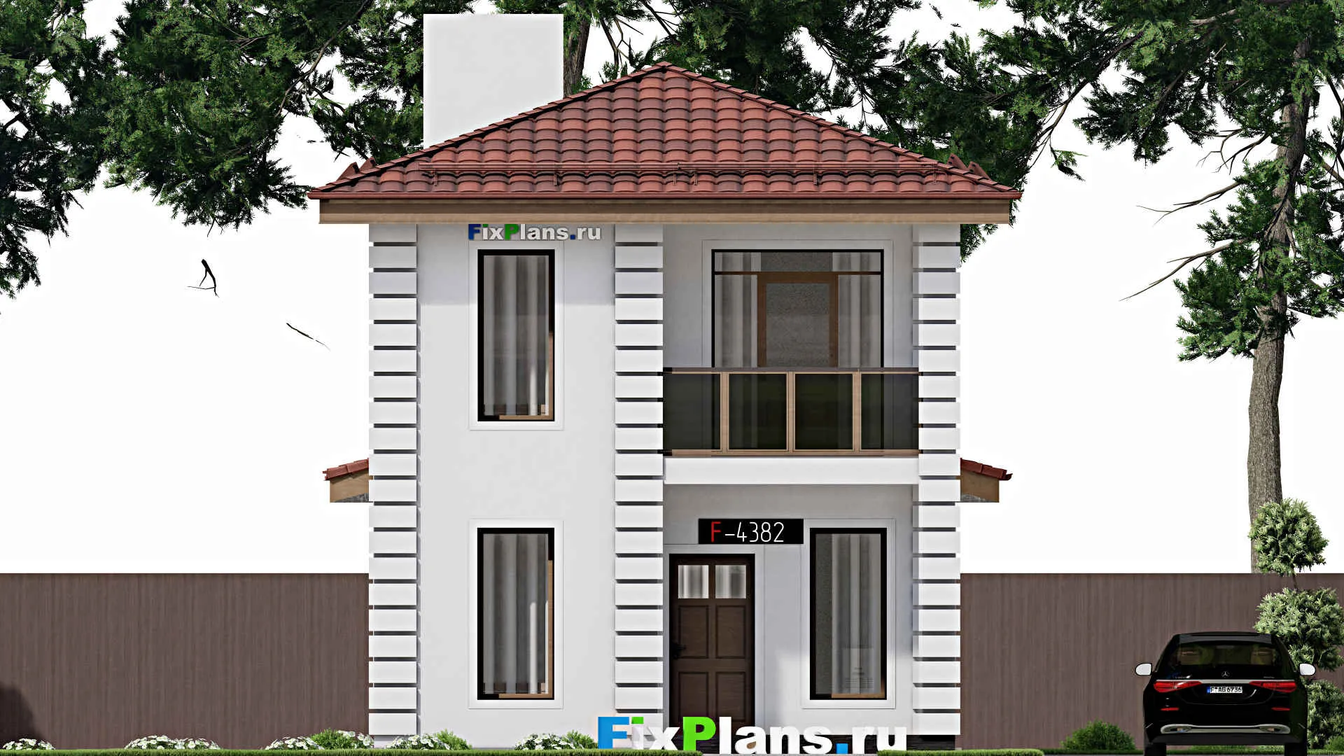 F-4382 - Проект двухэтажного дома 7 на 15, площадью 130 м² с террасой, балконом и 3 спальнями