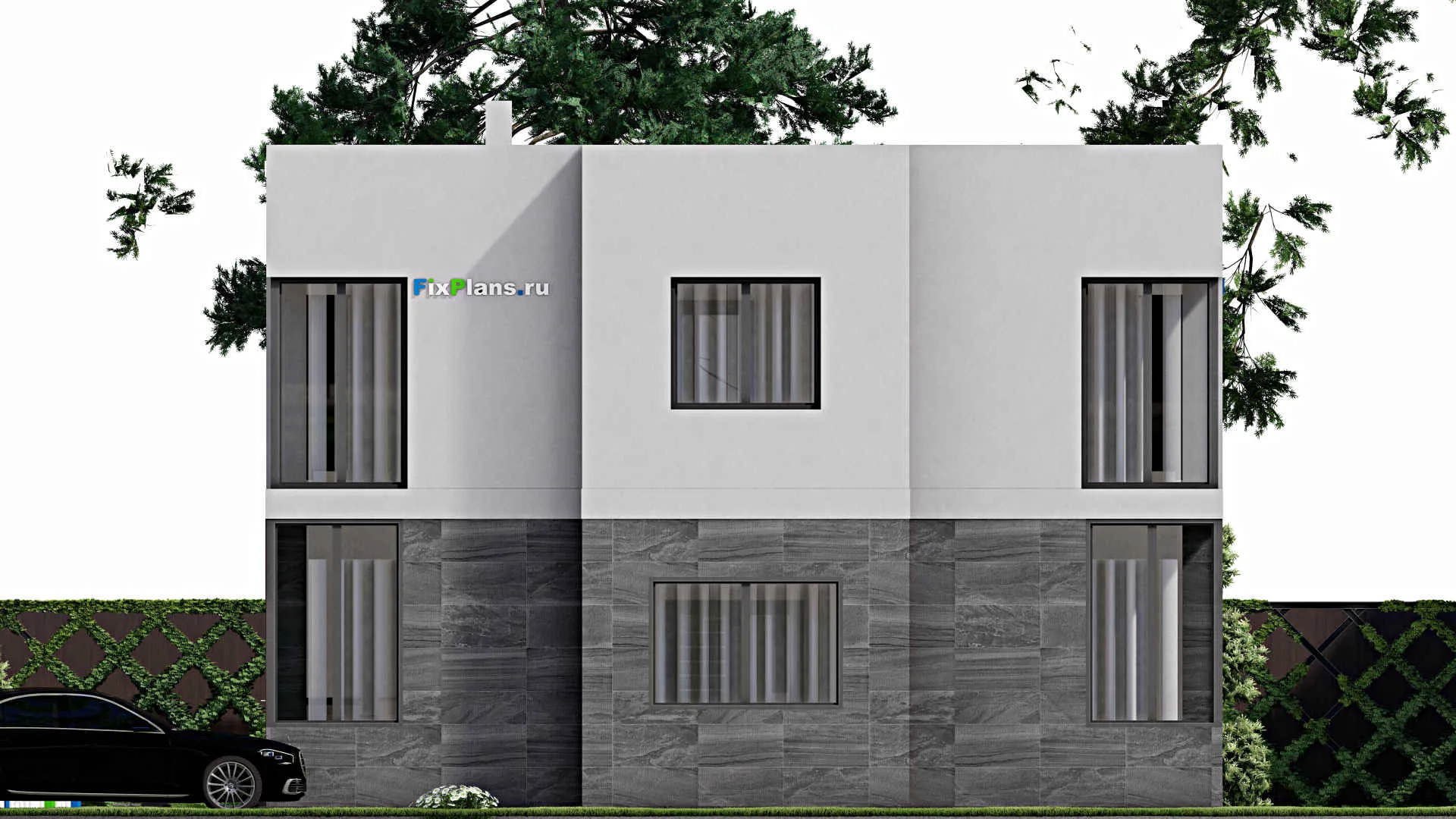 F-10592 - Планы двухэтажного дома 11 на 12, площадью 170 м² с балконом и 5 спальнями