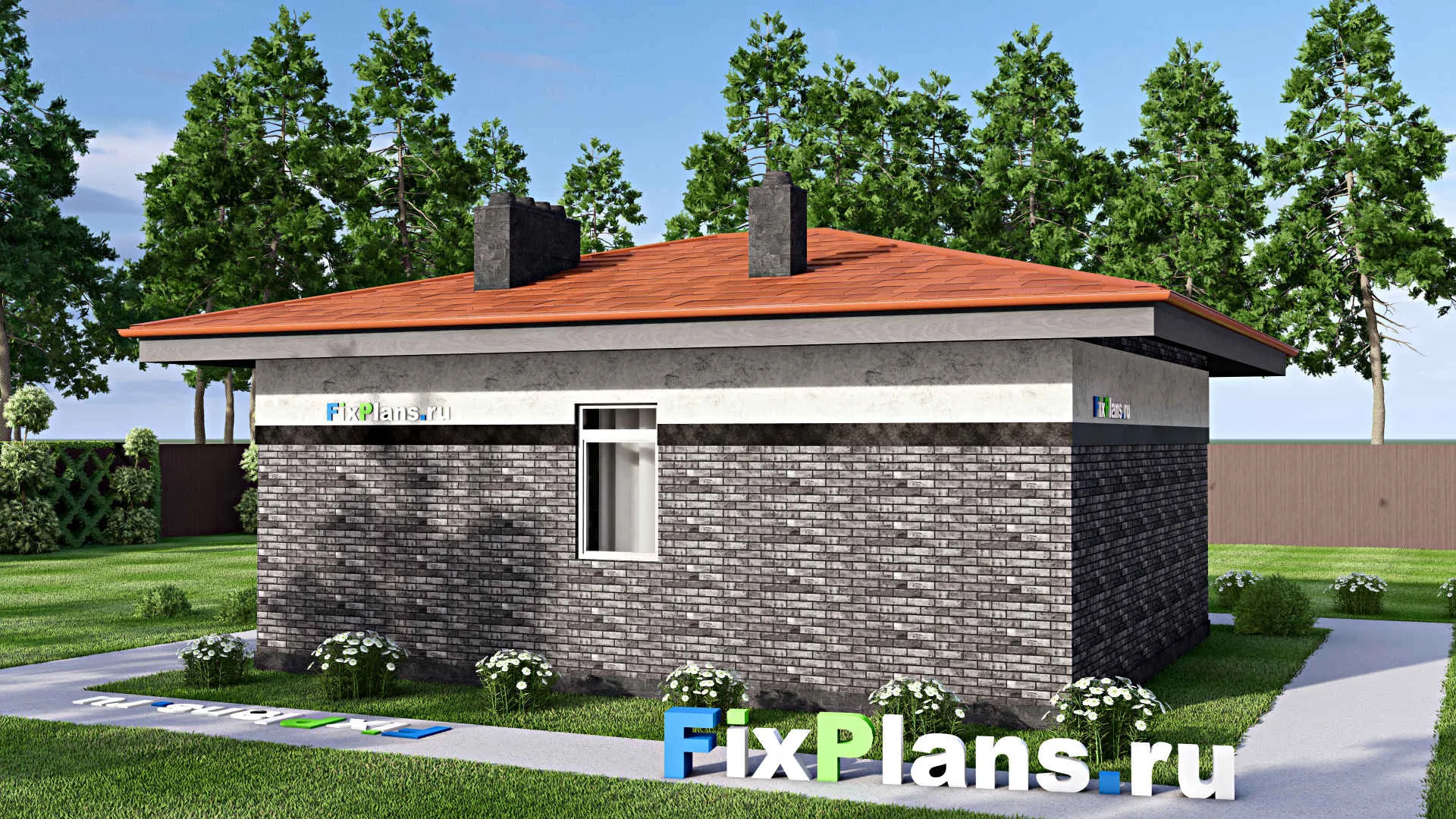 F-15047 - Проект бани 8 на 9, площадью 50 м² с комнатой отдыха и санузлом