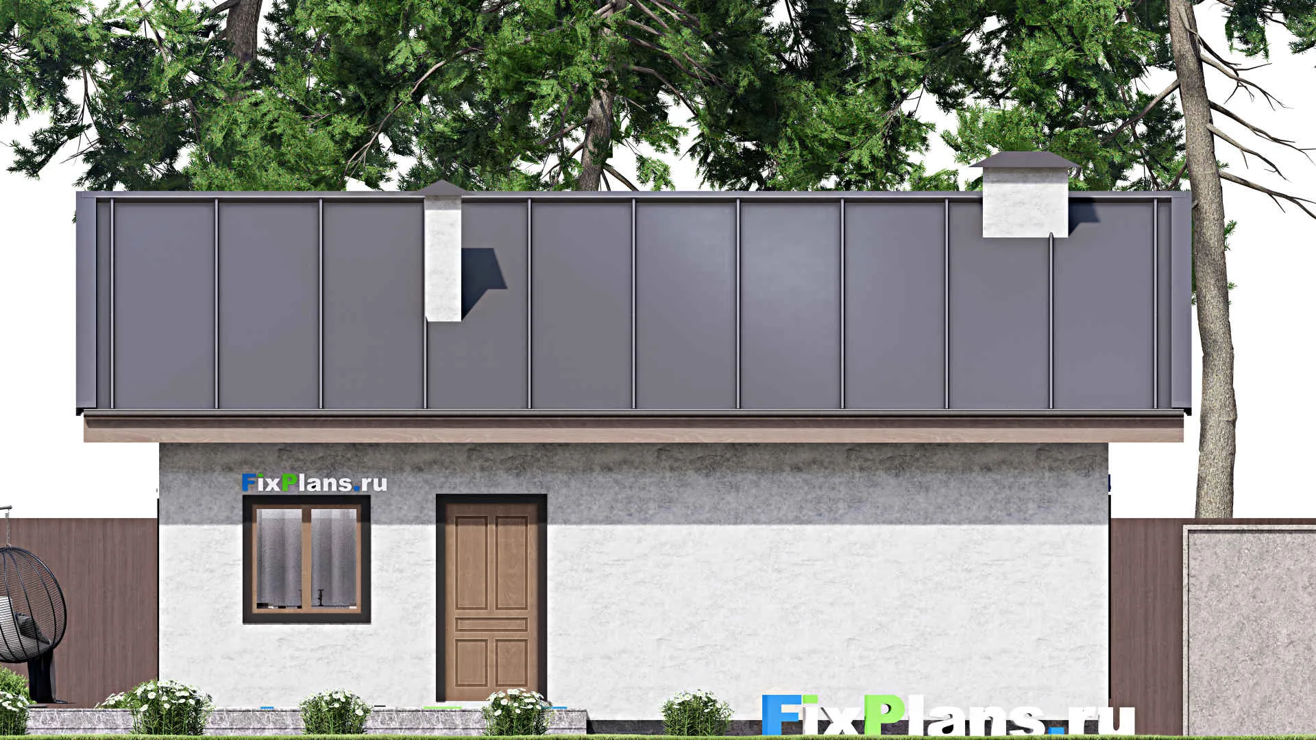 F-14732 - Проект одноэтажного дома 10 на 13, площадью 100 м² с террасой, баней и 2 спальнями