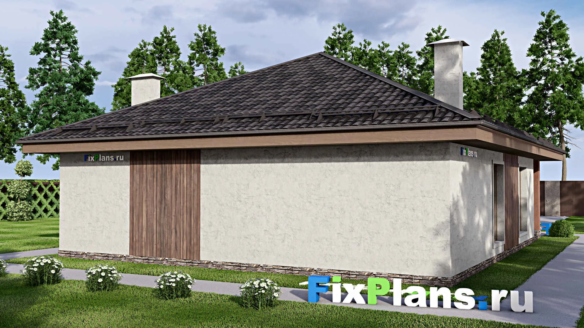 F-13499 - Проект одноэтажного дома 12 на 15, площадью 140 м² с 3 спальнями