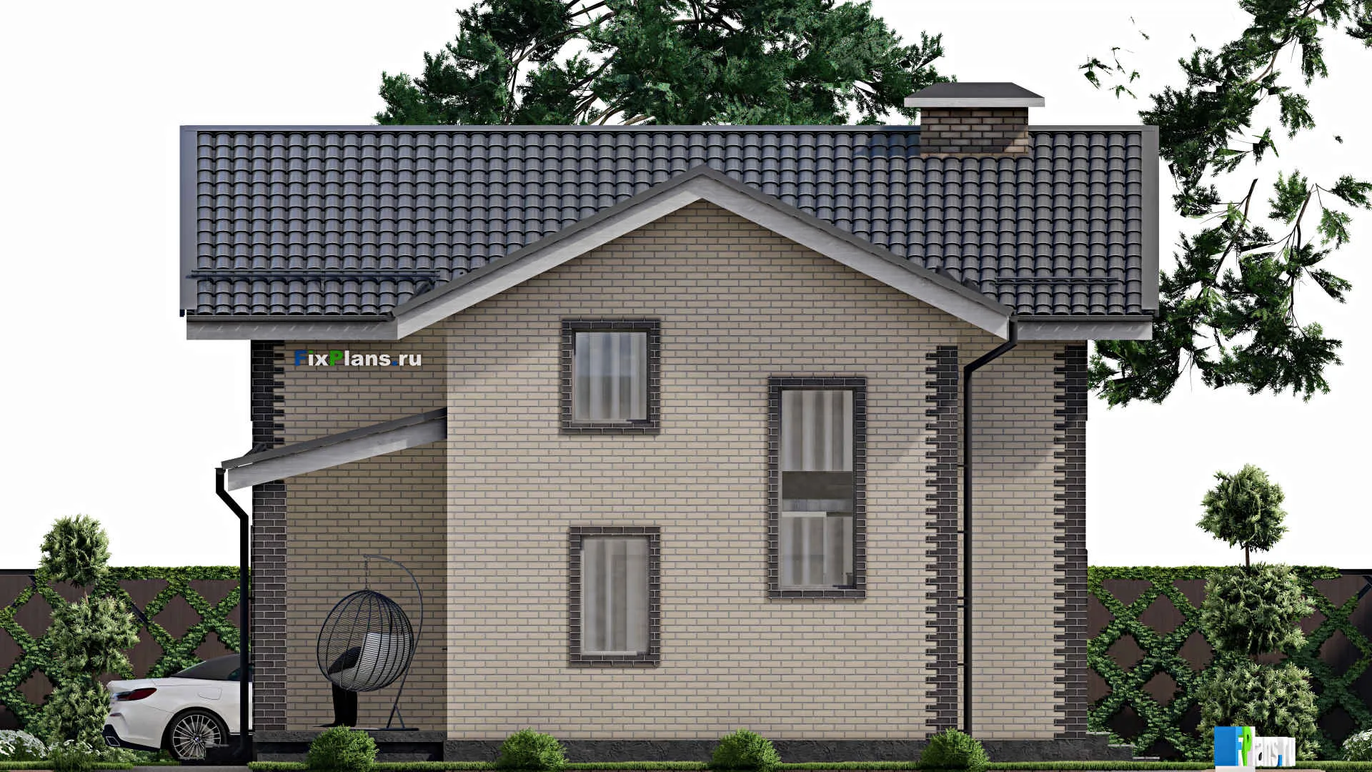 F-3167 - Планы дома с мансардой 11 на 13, площадью 200 м² с террасой и 4 спальнями