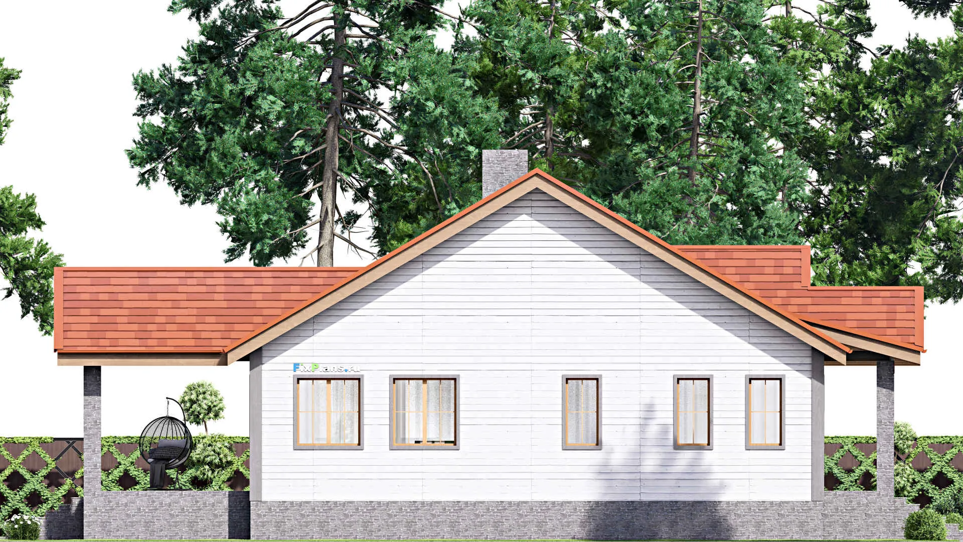 F-16532 - План одноэтажного дома 12 на 19, площадью 270 м² с цокольным этажом и 2 спальнями