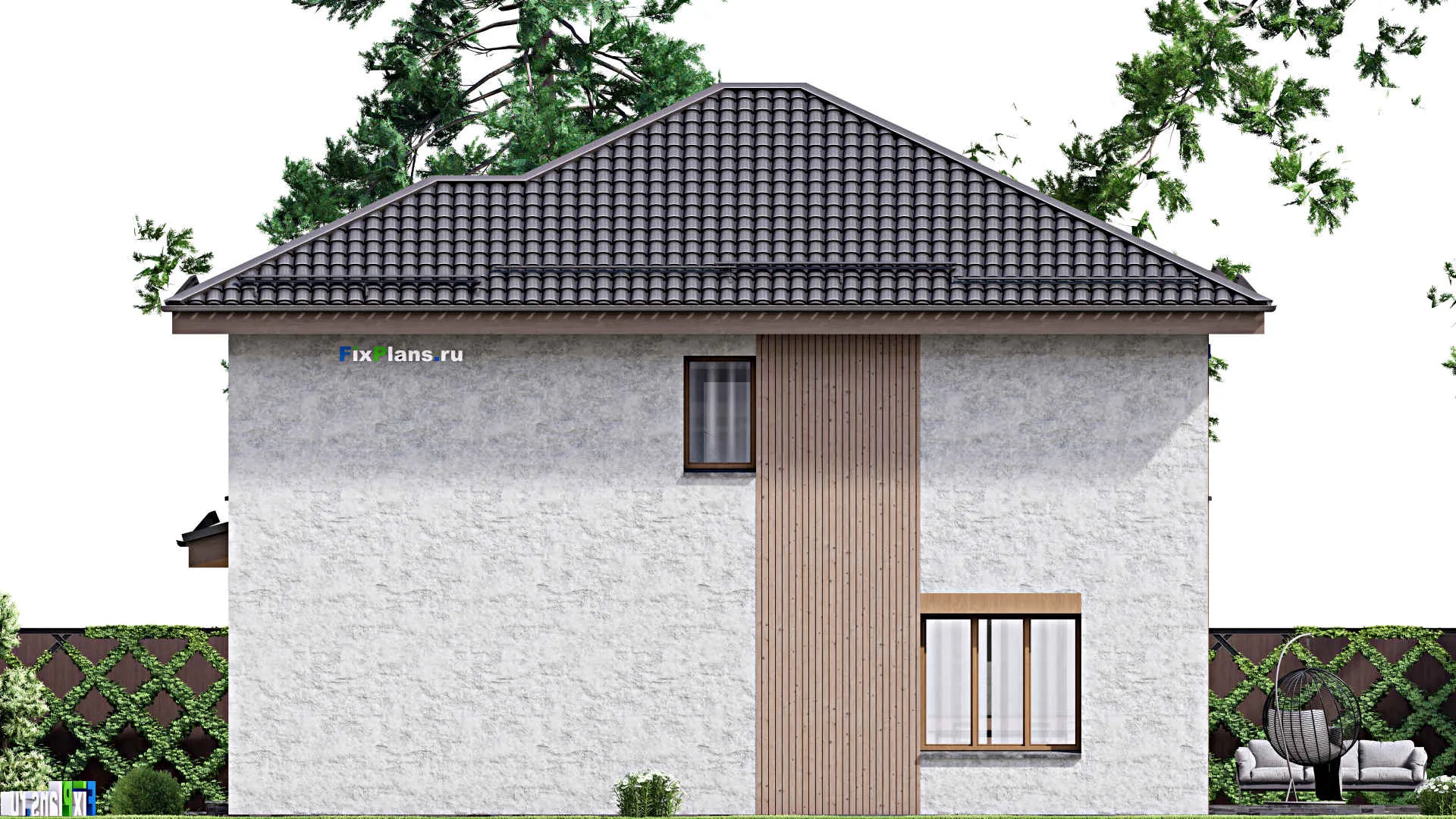 F-12734 - Планы двухэтажного дома 10 на 16, площадью 200 м² с террасой и 4 спальнями