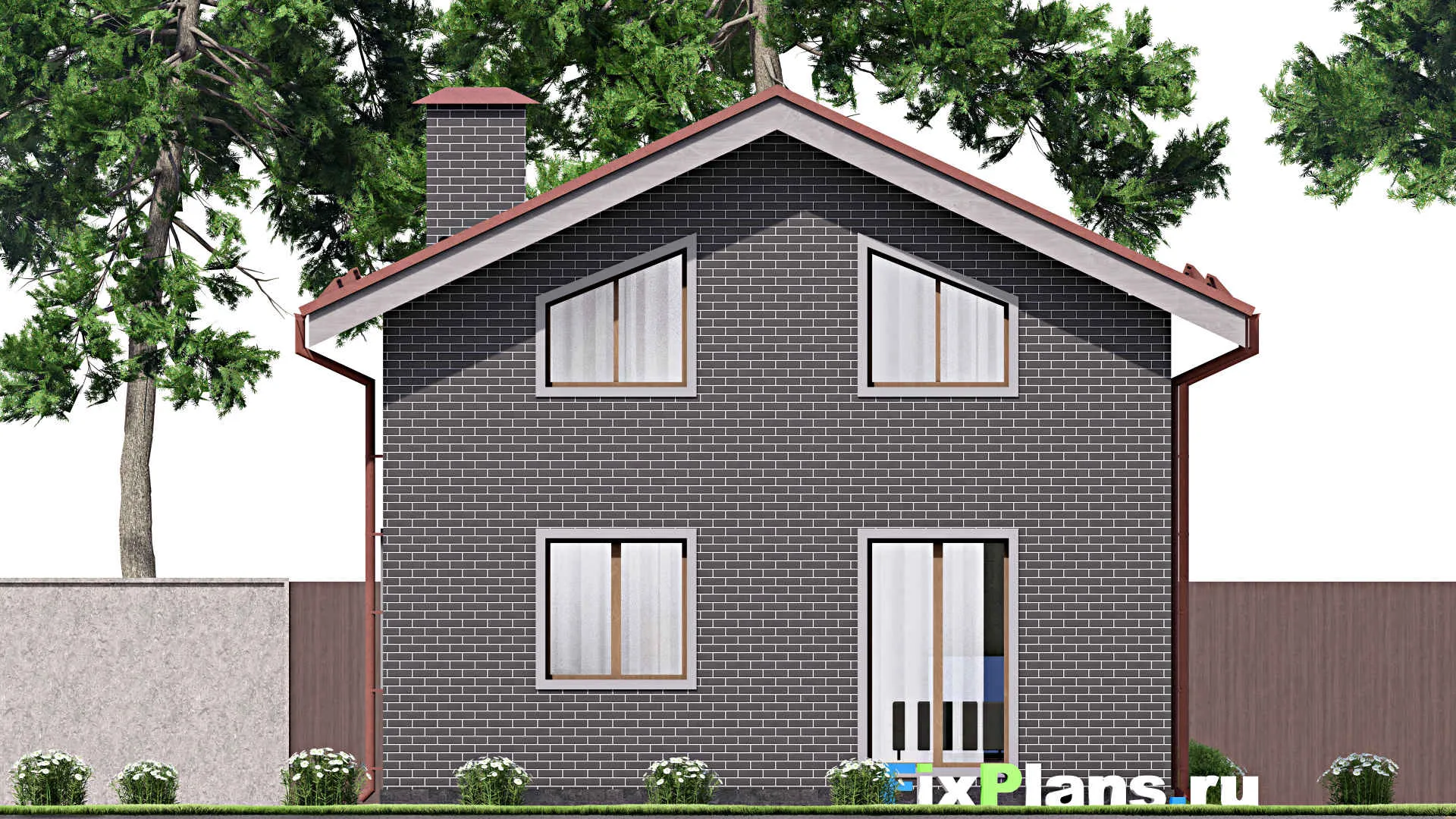 F-13049 - Проект дома с мансардой 9 на 10, площадью 110 м² с балконом и 4 спальнями