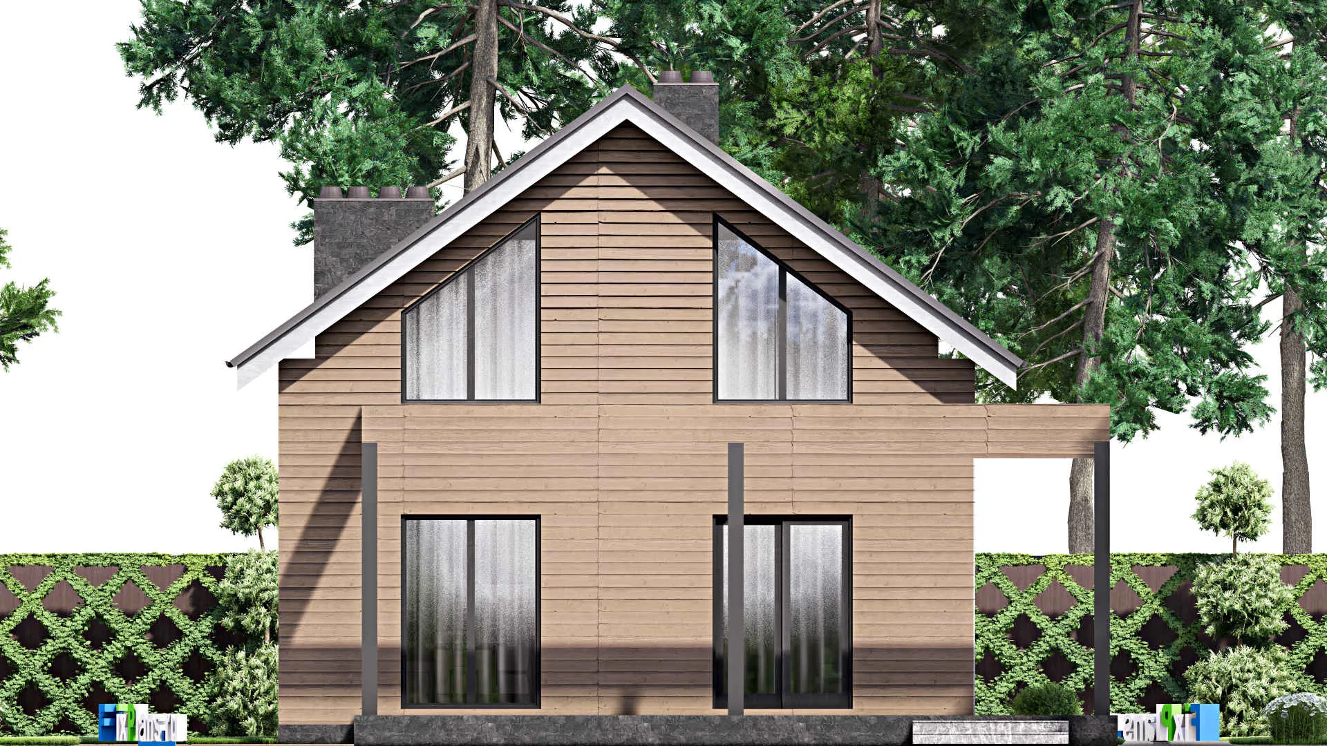 F-16172 - Планы дома с мансардой 11 на 19, площадью 220 м² с террасой и 3 спальнями