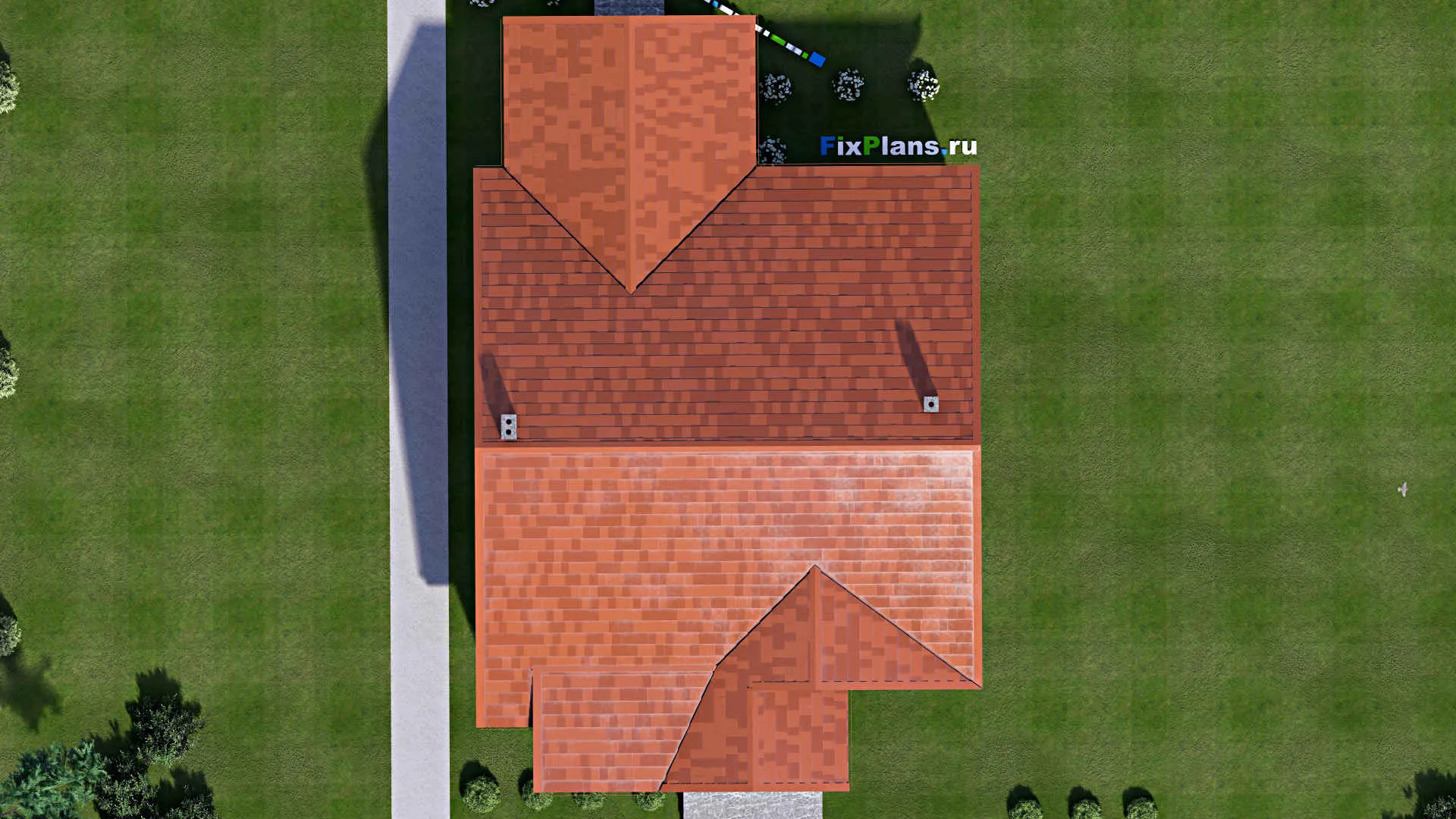 F-16532 - План одноэтажного дома 12 на 19, площадью 270 м² с цокольным этажом и 2 спальнями