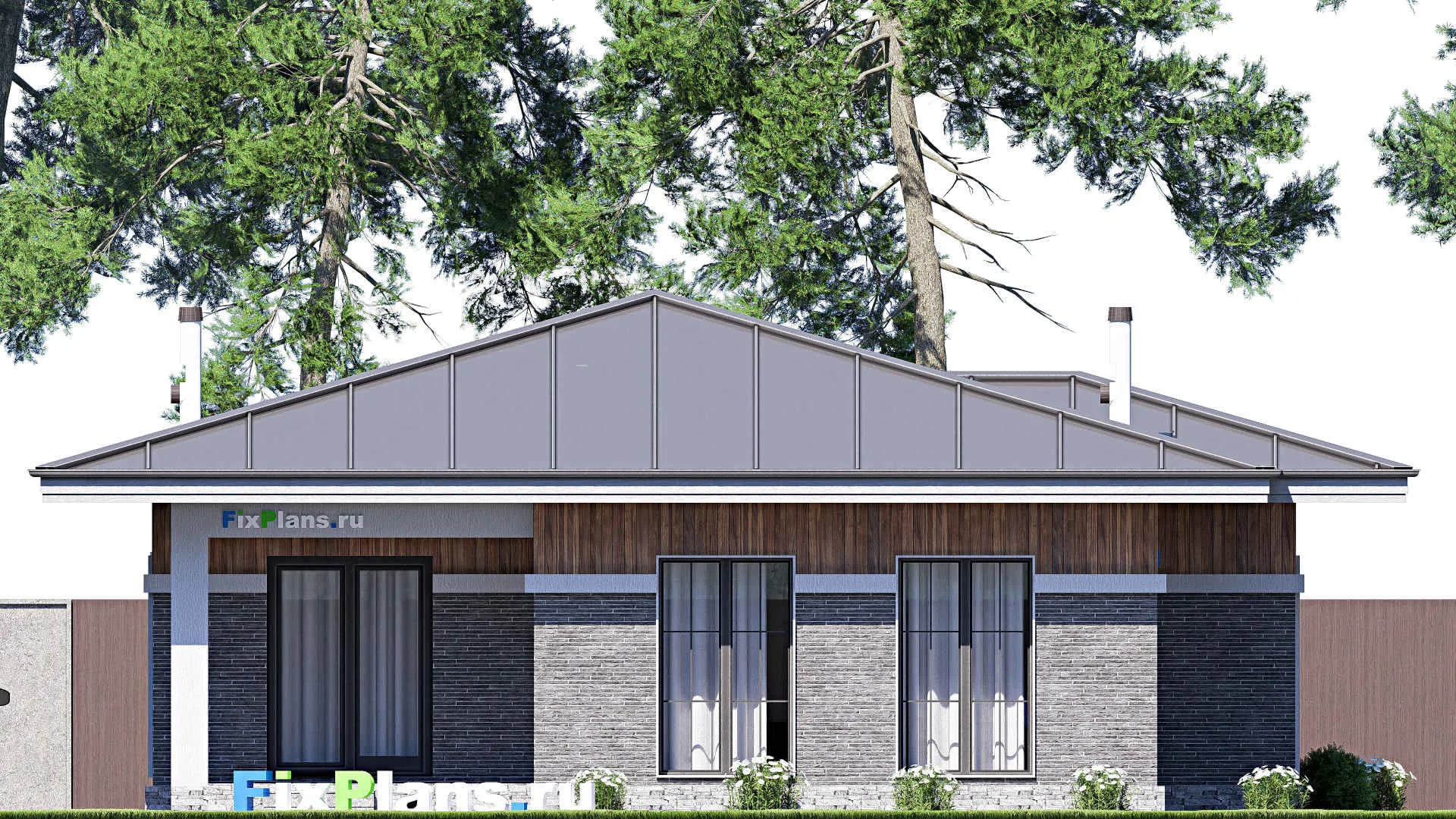 F-19736 - План одноэтажного дома 13 на 16, площадью 140 м² с террасой и 3 спальнями