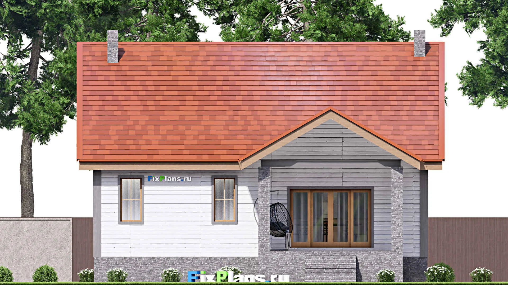 F-16532 - План одноэтажного дома 12 на 19, площадью 270 м² с цокольным этажом и 2 спальнями