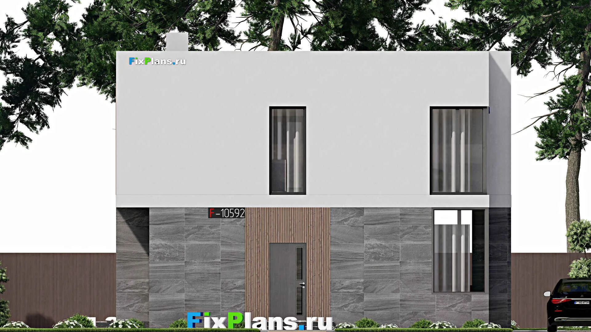 F-10592 - Планы двухэтажного дома 11 на 12, площадью 170 м² с балконом и 5 спальнями