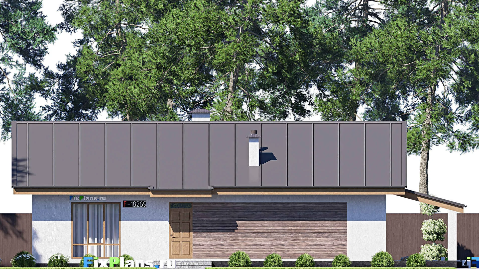 F-18269 - Проект одноэтажного дома 11 на 18, площадью 160 м² с террасой и 3 спальнями