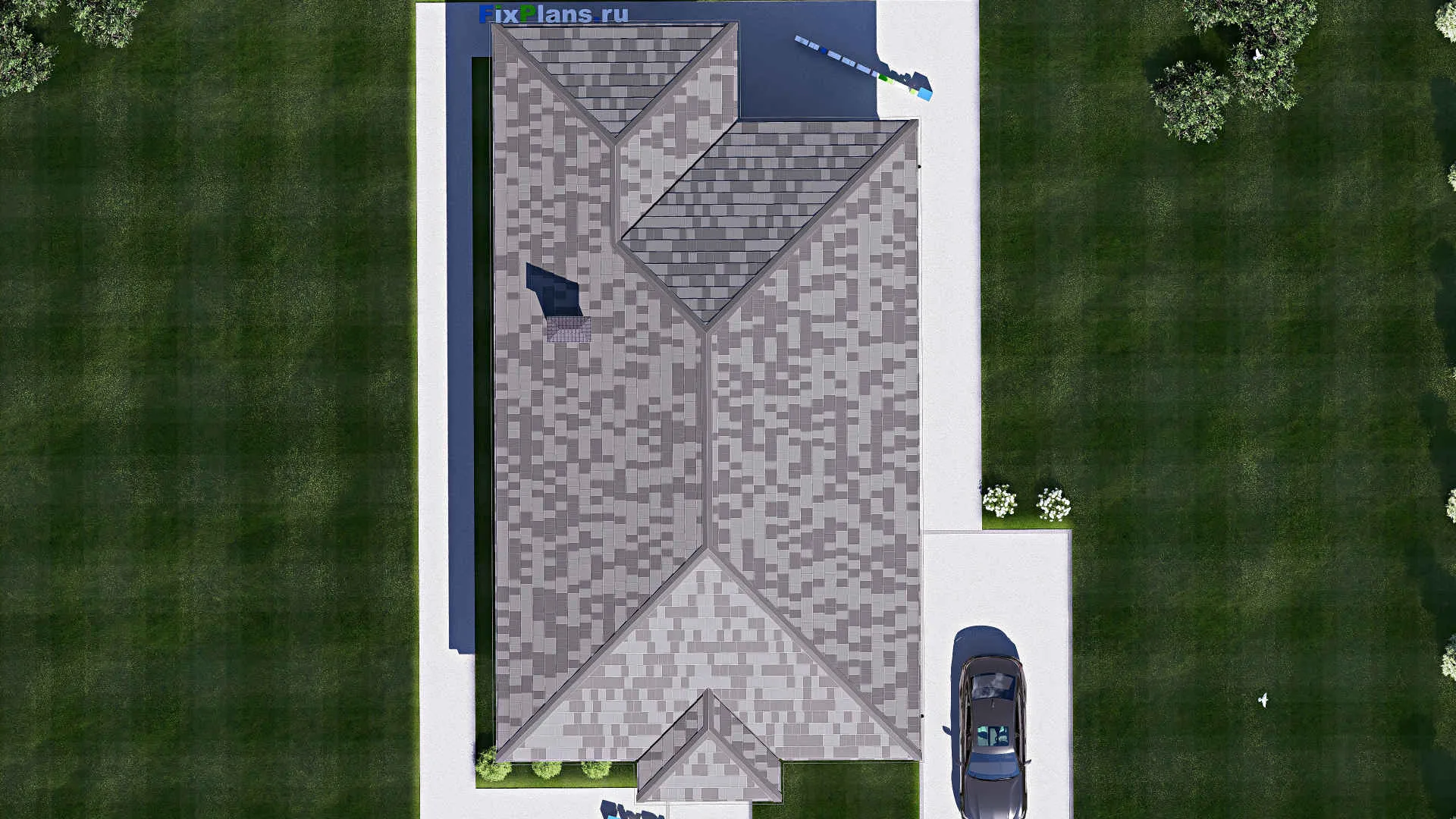 F-18080 - План одноэтажного дома 10 на 20, площадью 140 м² с террасой и 3 спальнями