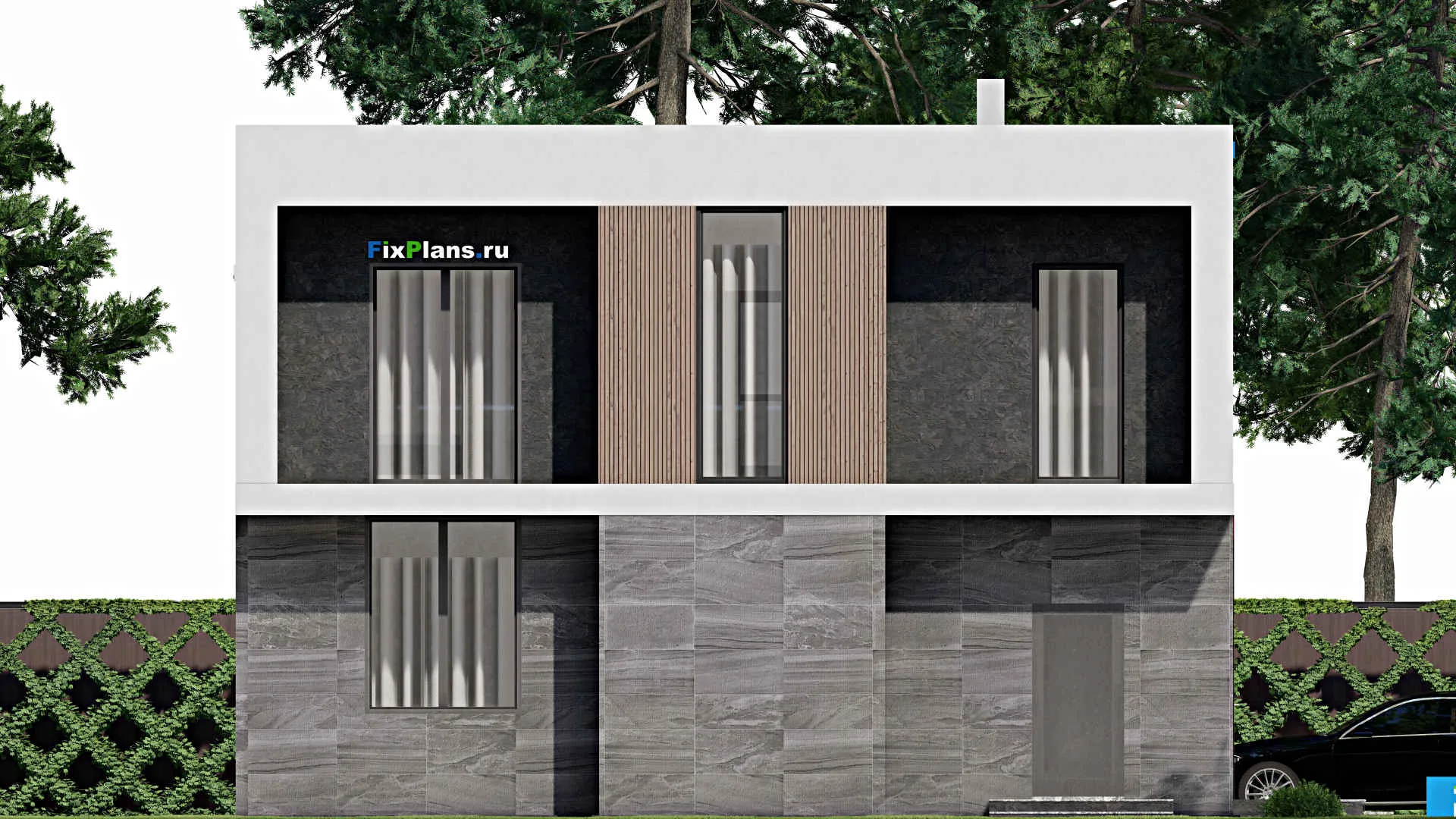 F-10592 - Планы двухэтажного дома 11 на 12, площадью 170 м² с балконом и 5 спальнями