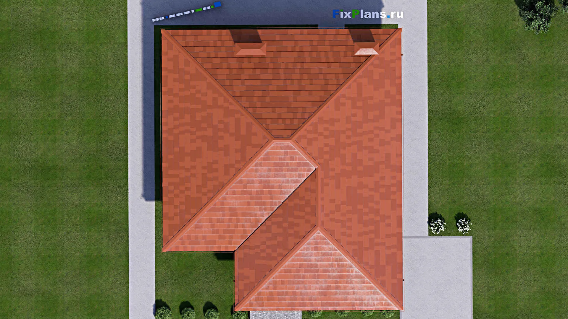 F-14201 - Проект одноэтажного дома 12 на 16, площадью 130 м² с террасой и 3 спальнями