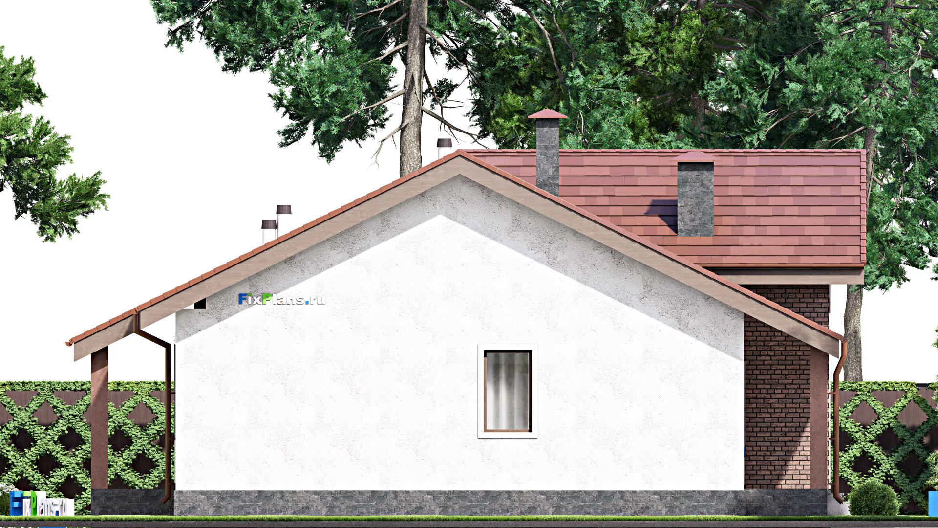 F-13535 - План одноэтажного дома 13 на 14, площадью 130 м² с террасой и 3 спальнями