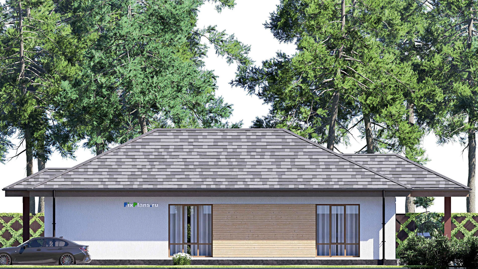 F-18080 - План одноэтажного дома 10 на 20, площадью 140 м² с террасой и 3 спальнями