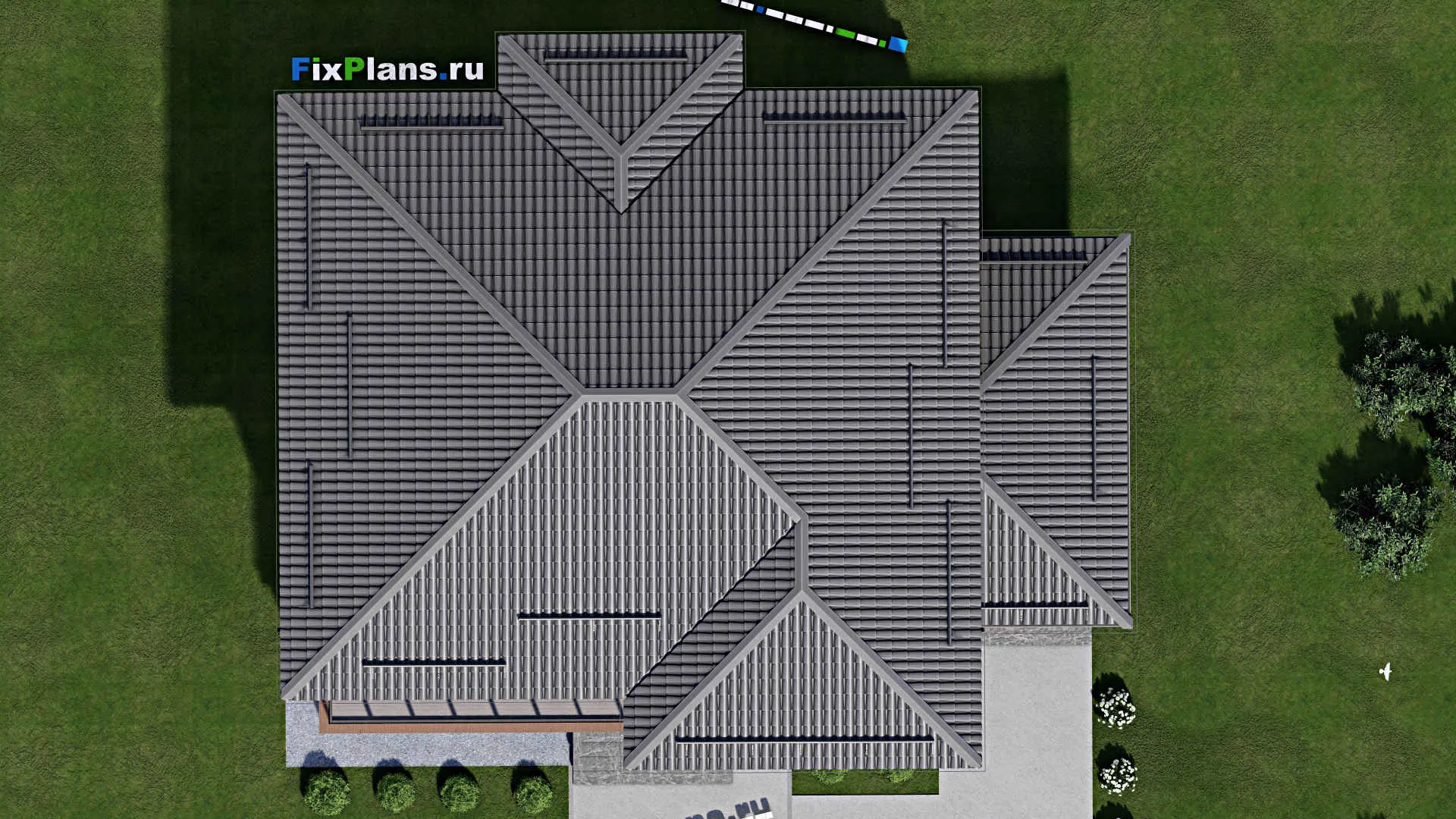 F-1907 - Проект двухэтажного дома 13 на 14, площадью 270 м² с террасой, балконом и 5 спальнями