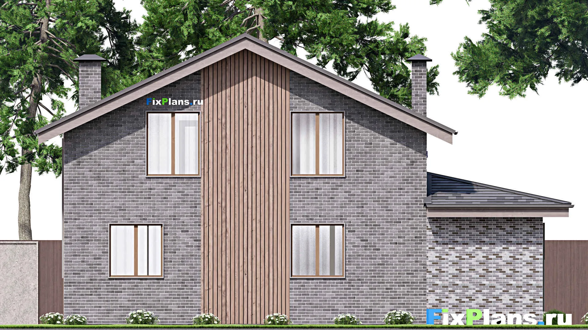 F-12464 - Проект дома с мансардой 12 на 13, площадью 210 м² с балконом, баней и 3 спальнями