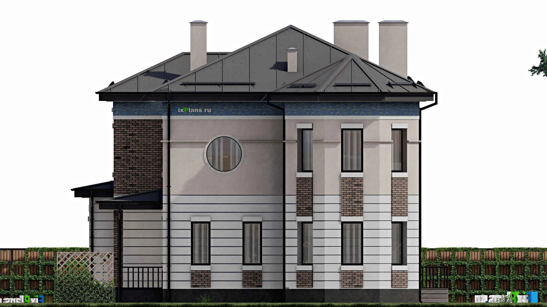 F-0143 - Проект двухэтажного дома 14 на 19, площадью 290 м² с террасой и 4 спальнями