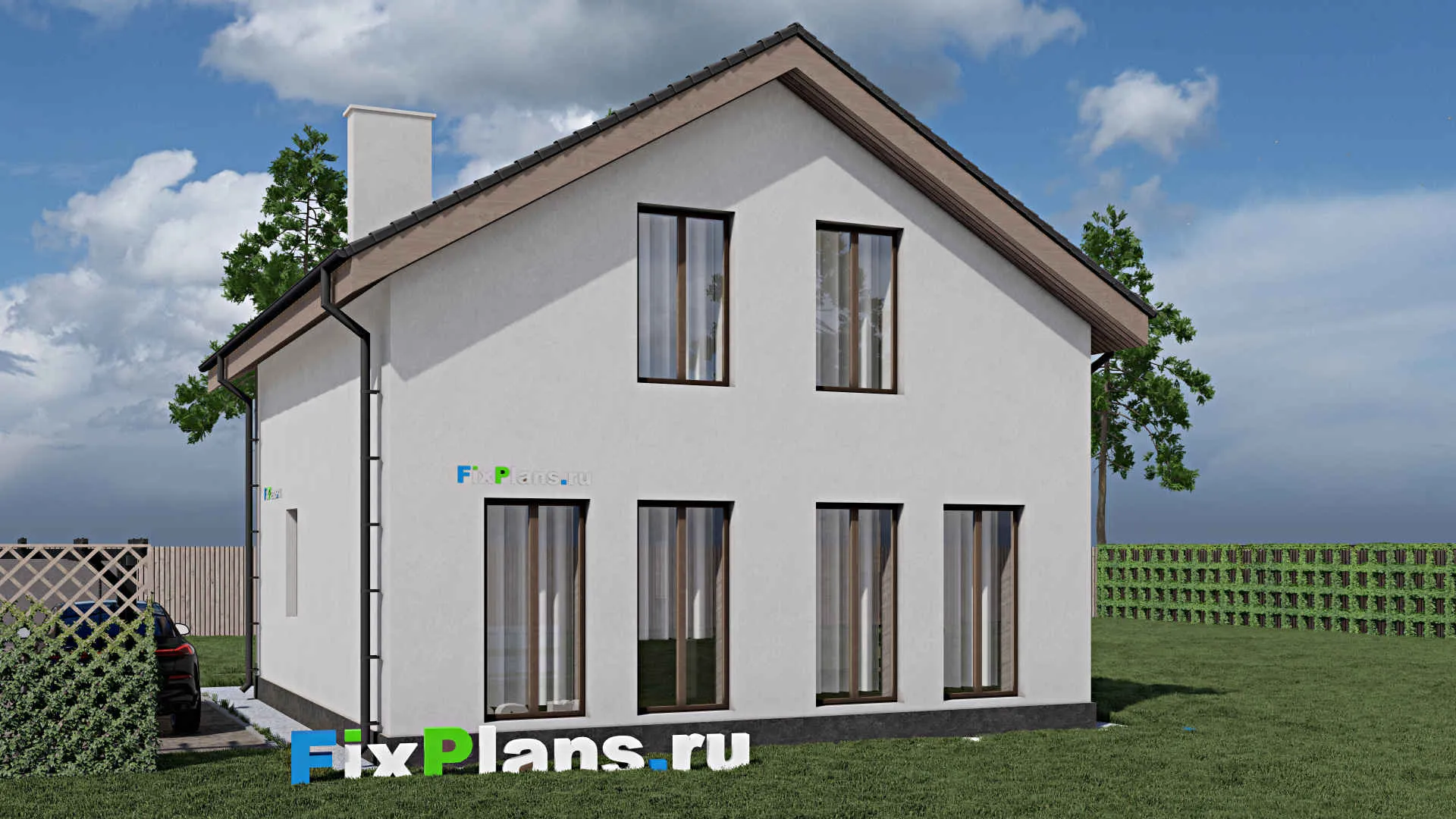 F-1340 - Планы дома с мансардой 9 на 10, площадью 140 м² с балконом и 3 спальнями