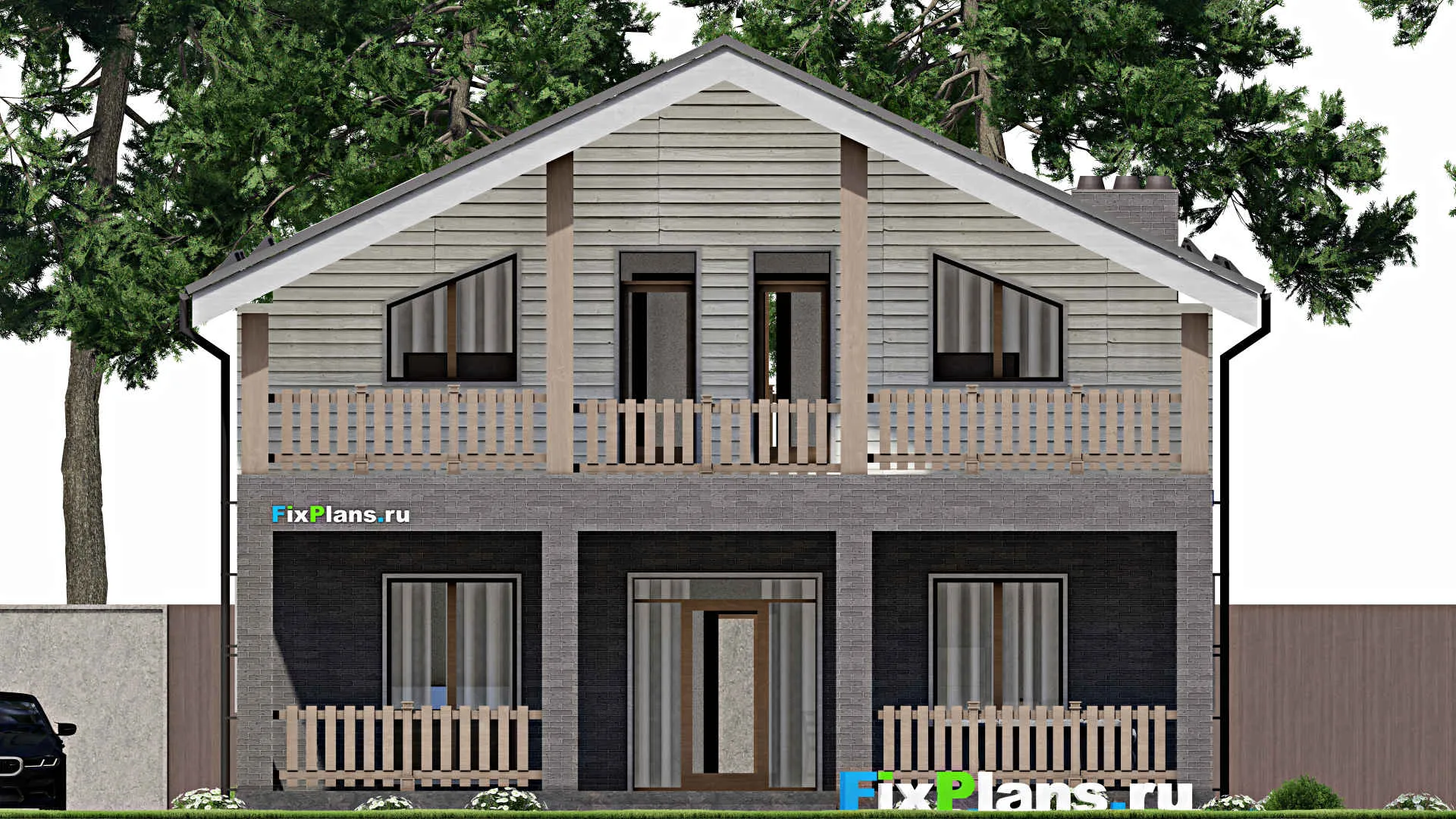 F-4400 - Проект двухэтажного дома 10 на 11, площадью 280 м² с террасой, балконом и 3 спальнями