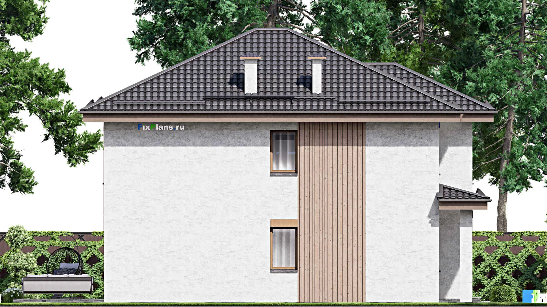 F-12734 - Планы двухэтажного дома 10 на 16, площадью 200 м² с террасой и 4 спальнями
