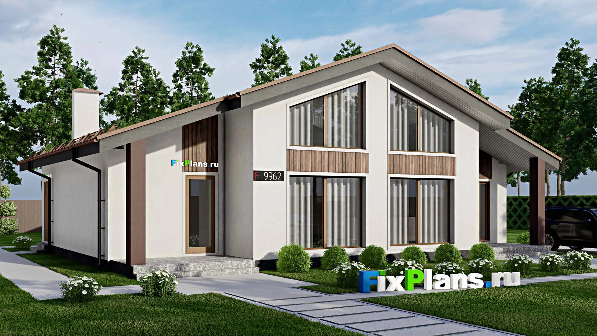 F-9962 - Проект одноэтажного дома 13 на 17, площадью 160 м² с 4 спальнями