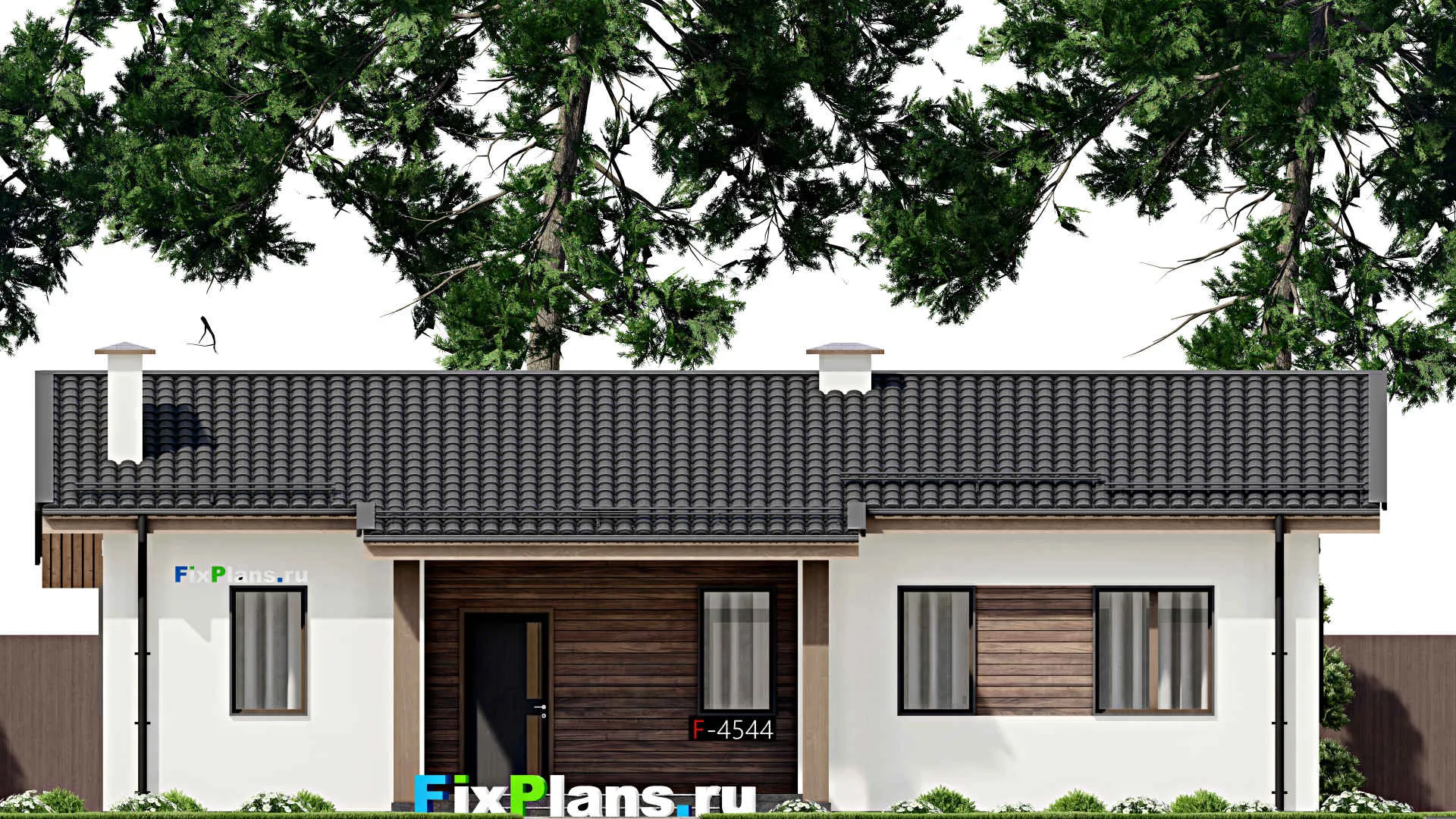 F-4544 - Проект одноэтажного дома 10 на 14, площадью 140 м² с террасой и 3 спальнями
