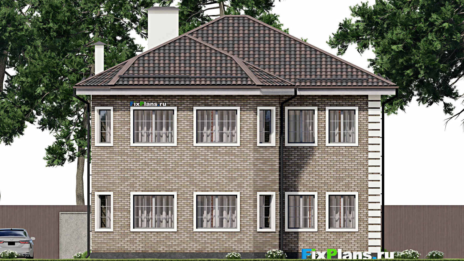 F-5237 - Проект двухэтажного дома 13 на 15, площадью 260 м² с 7 спальнями