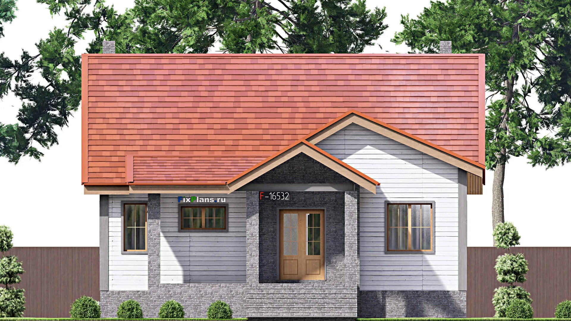 F-16532 - План одноэтажного дома 12 на 19, площадью 270 м² с цокольным этажом и 2 спальнями