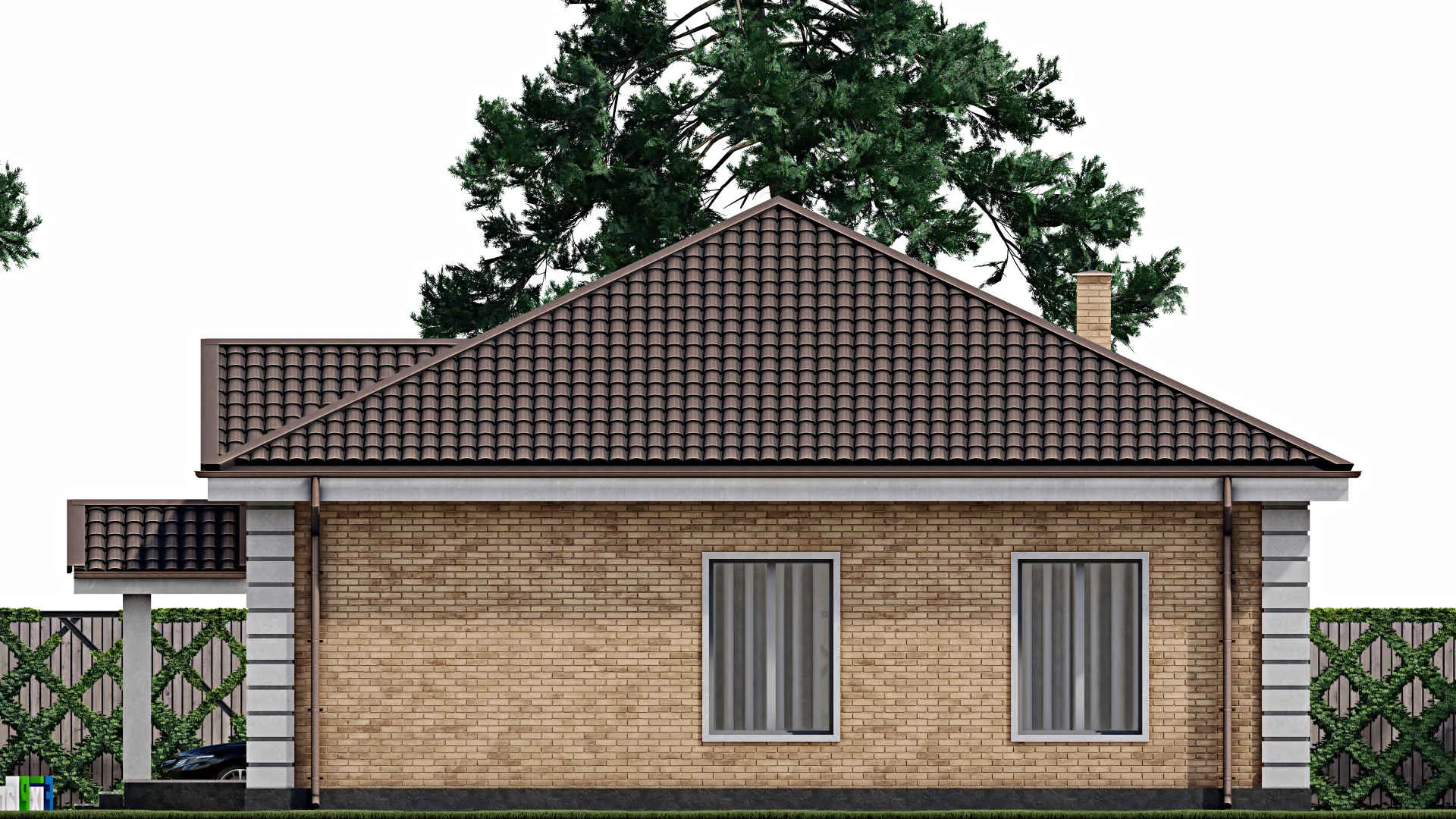 F-1664 - Проект одноэтажного дома 13 на 16, площадью 150 м² с 3 спальнями