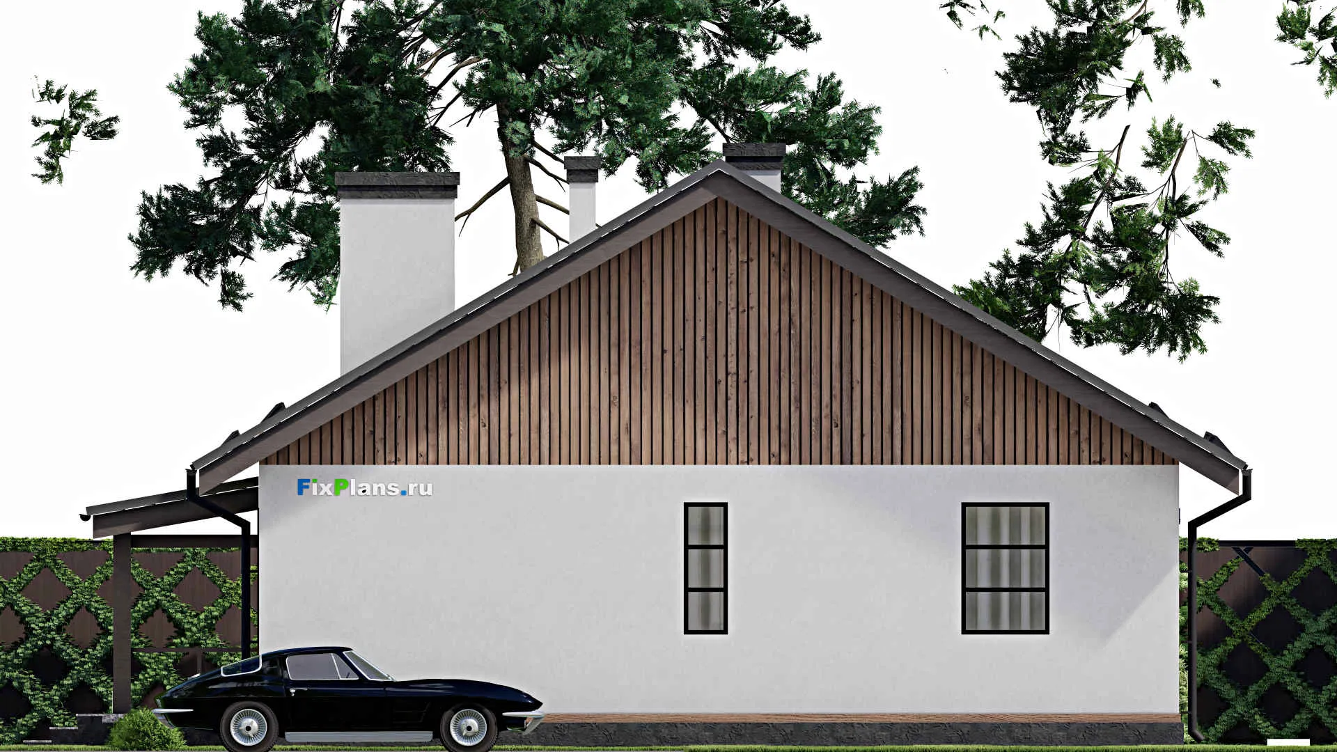 F-2987 - Проект одноэтажного дома 10 на 11, площадью 90 м² с террасой и 2 спальнями