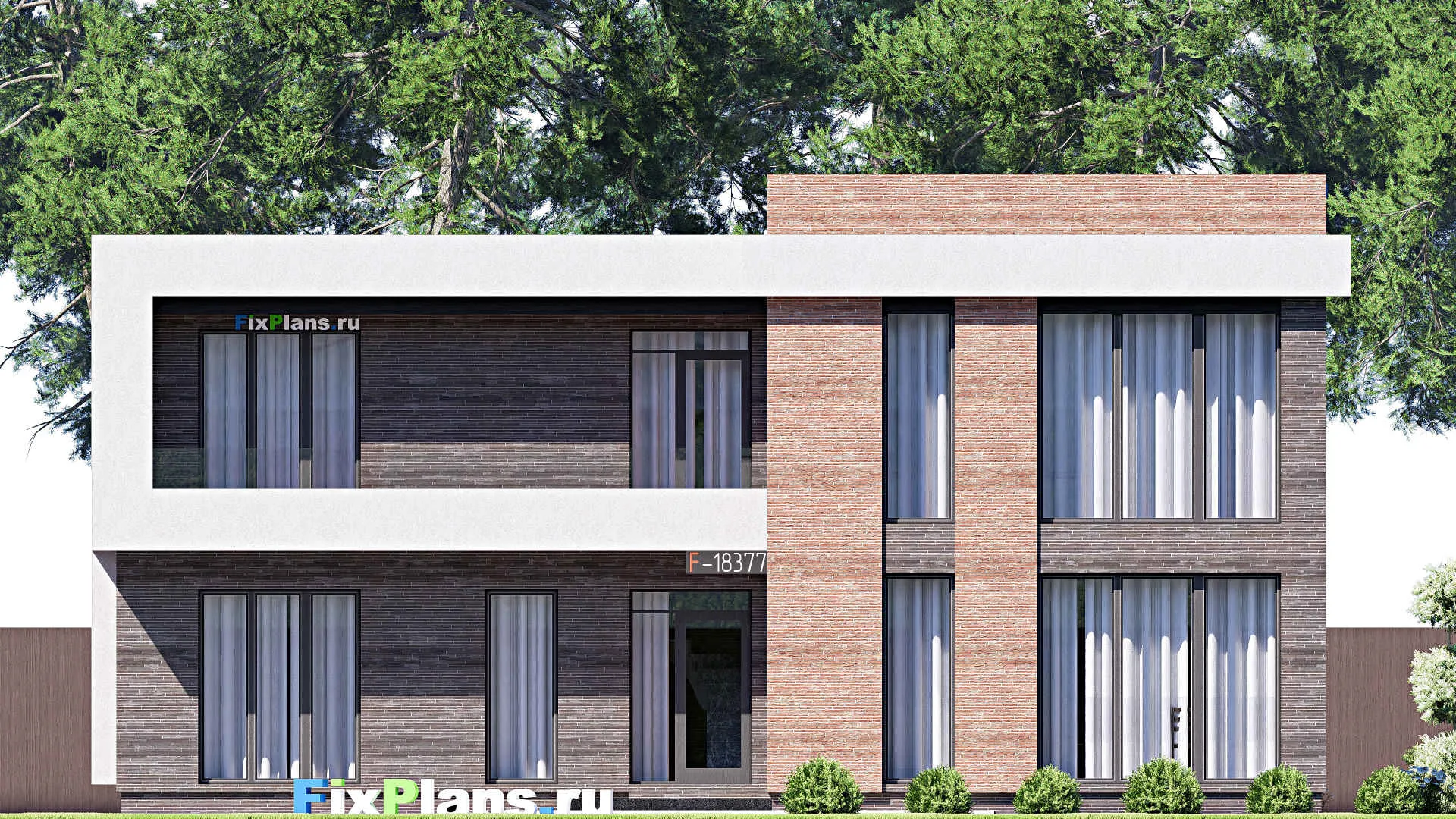 F-18377 - Планы двухэтажного дома 7 на 15, площадью 130 м² с балконом и 4 спальнями