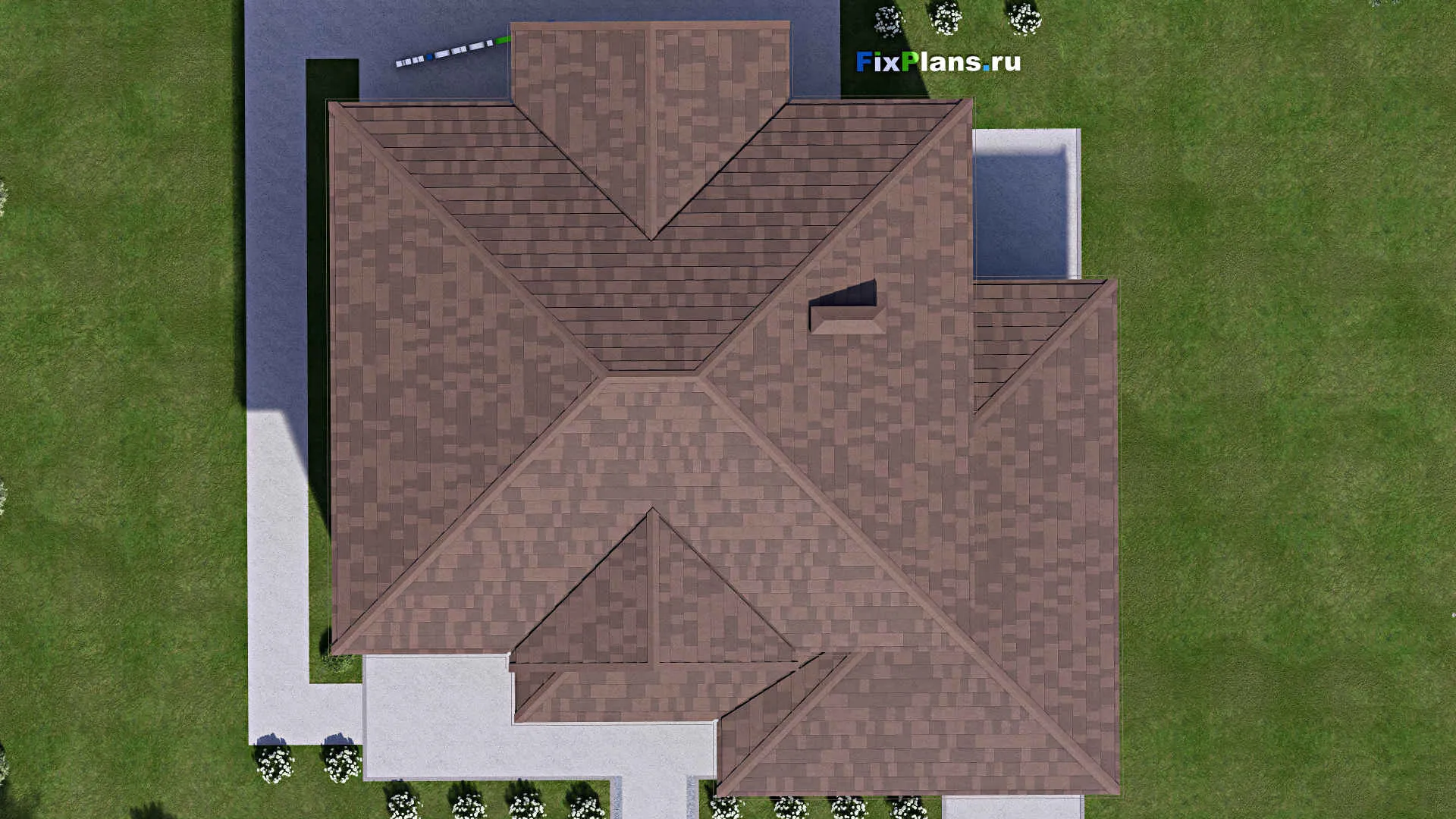 F-17063 - Проект двухэтажного дома 18 на 18, площадью 290 м² с террасой, балконом и 5 спальнями