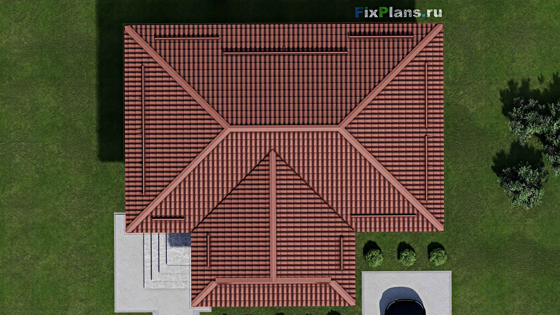 F-1952 - Проект одноэтажного дома 12 на 14, площадью 100 м² с 2 спальнями