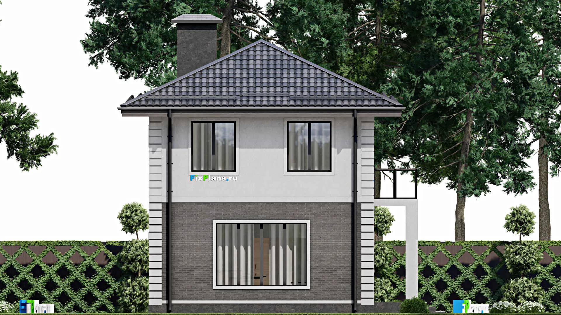 F-8027 - Проект двухэтажного дома 8 на 11, площадью 110 м² с балконом и 4 спальнями