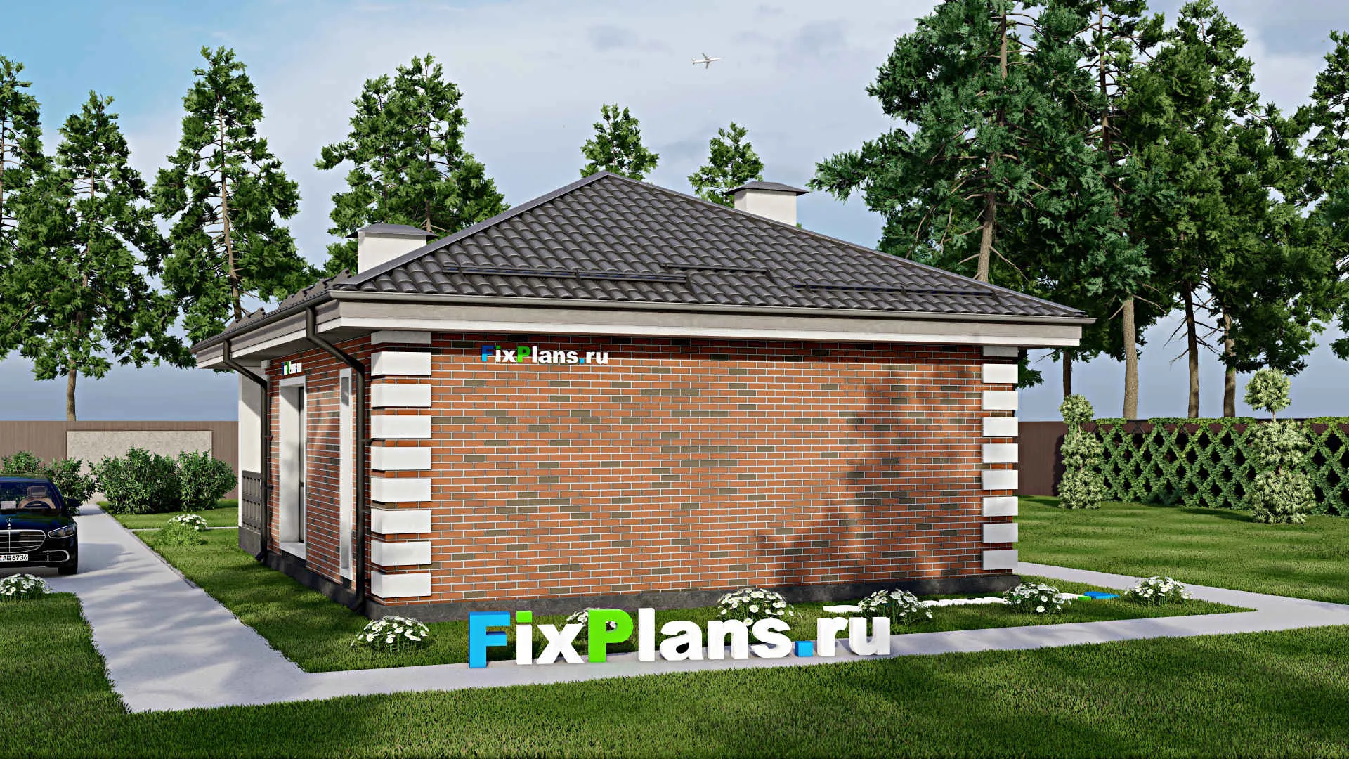 F-5579 - Проект бани 9 на 9, площадью 80 м² с комнатой отдыха, терассой и 2 санузлами