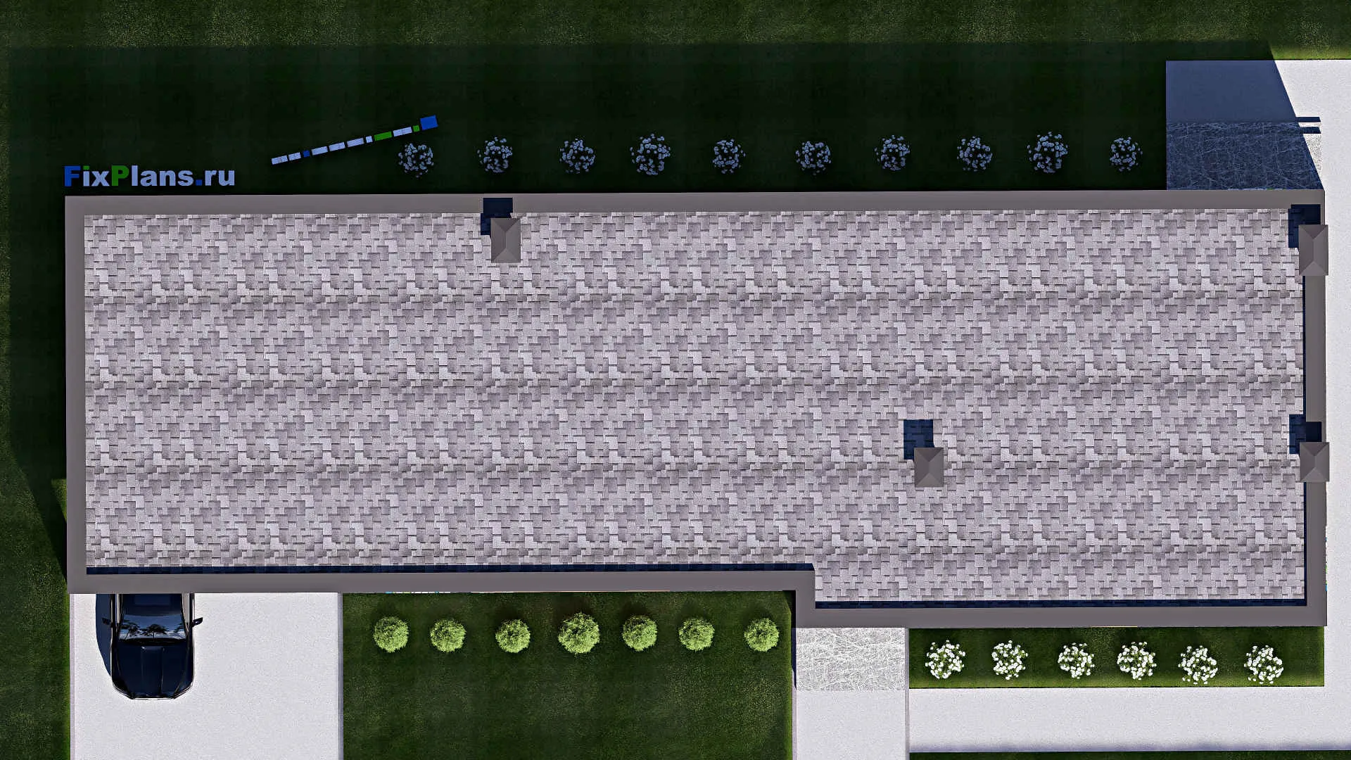 F-17882 - Проект одноэтажного дома 13 на 30, площадью 200 м² с 4 спальнями