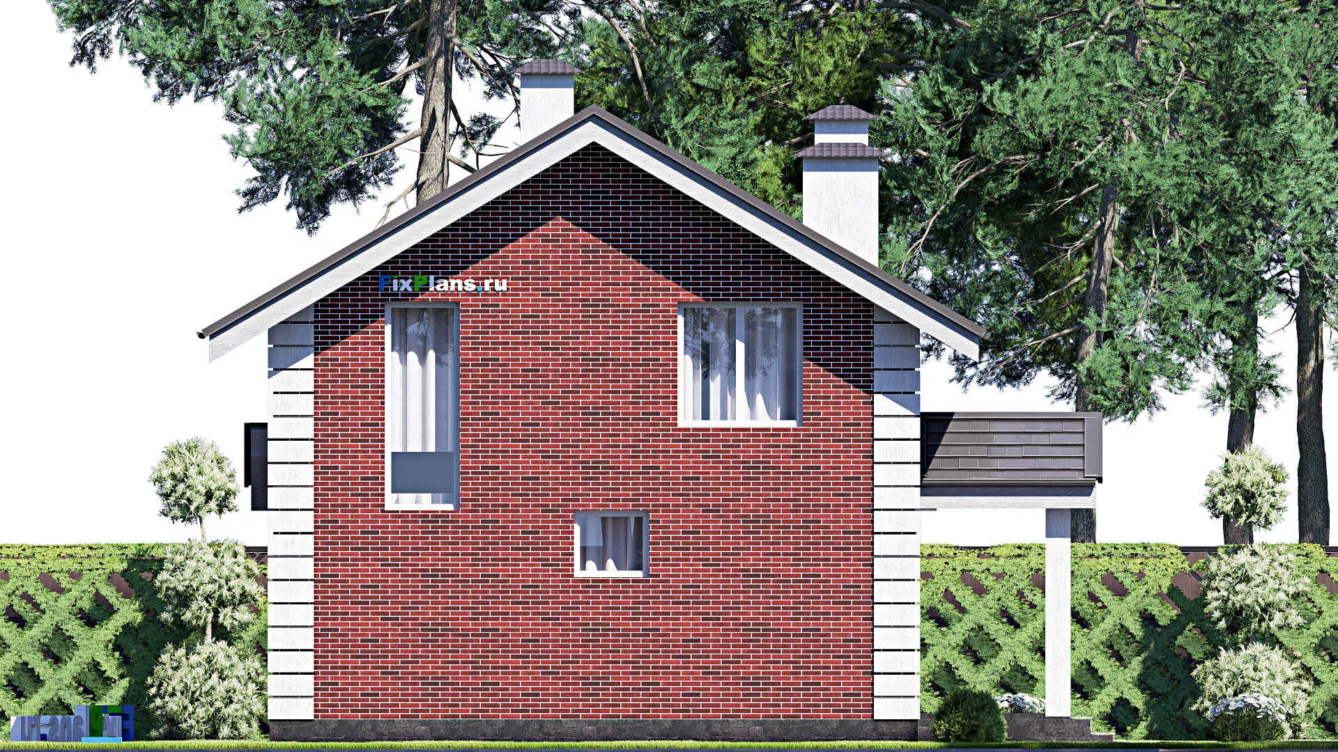 F-17342 - Проект дома с мансардой 10 на 12, площадью 120 м² с террасой и 3 спальнями